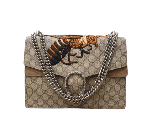 Gucci Bicolor GG Supreme Dionysus Bee Embroidered Medium Bag-handbag-Gucci-The Closet Egypt