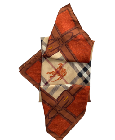 Burberry Orange Haymarket Check Scarf-Scarf-Burberry-The Closet Egypt