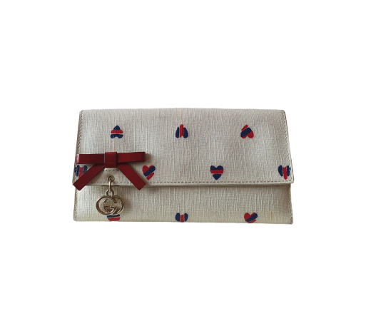 Gucci White GG Heart Print Continental Wallet-wallet-Gucci-The Closet Egypt