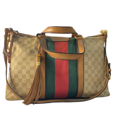 Gucci Brown GG Supreme Logo Web Shoulder Bag-handbag-Gucci-The Closet Egypt