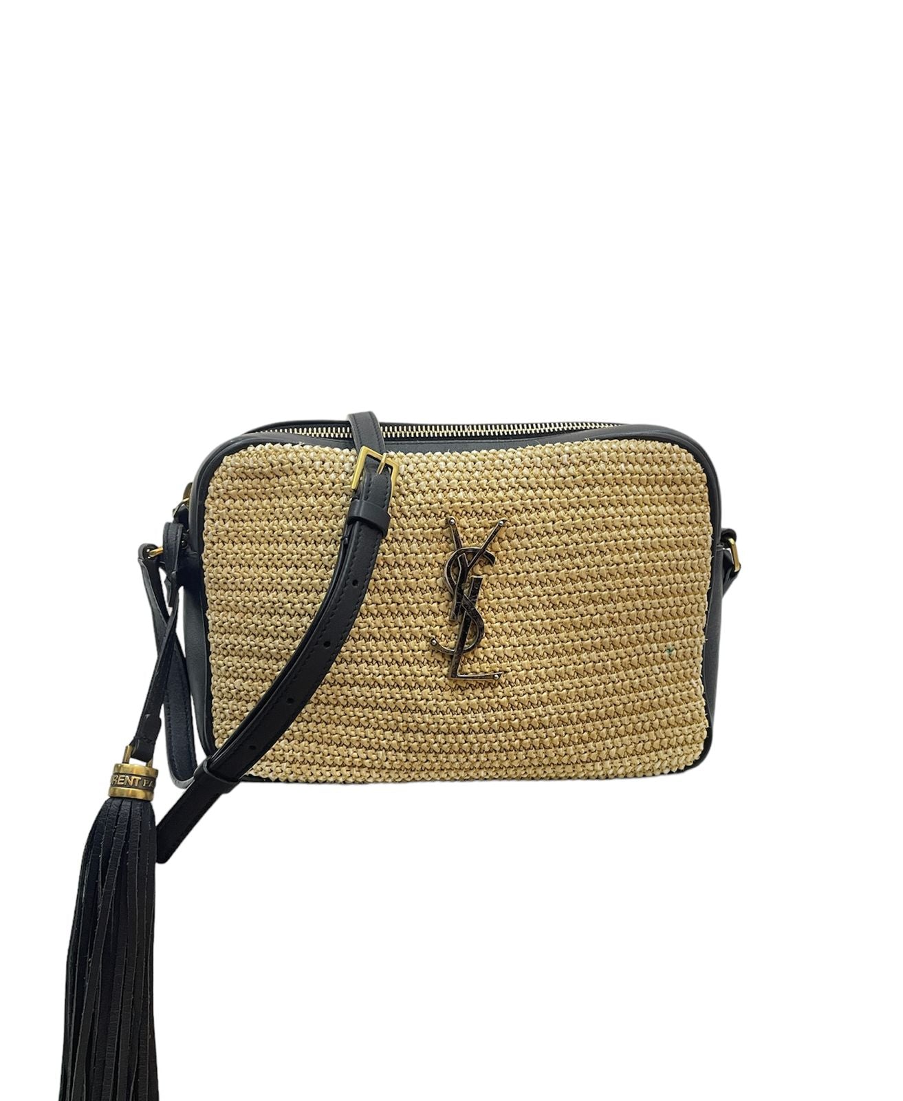 YSL Bicolor Raffia Lou Camera Bag-handbag-YSL-The Closet Egypt