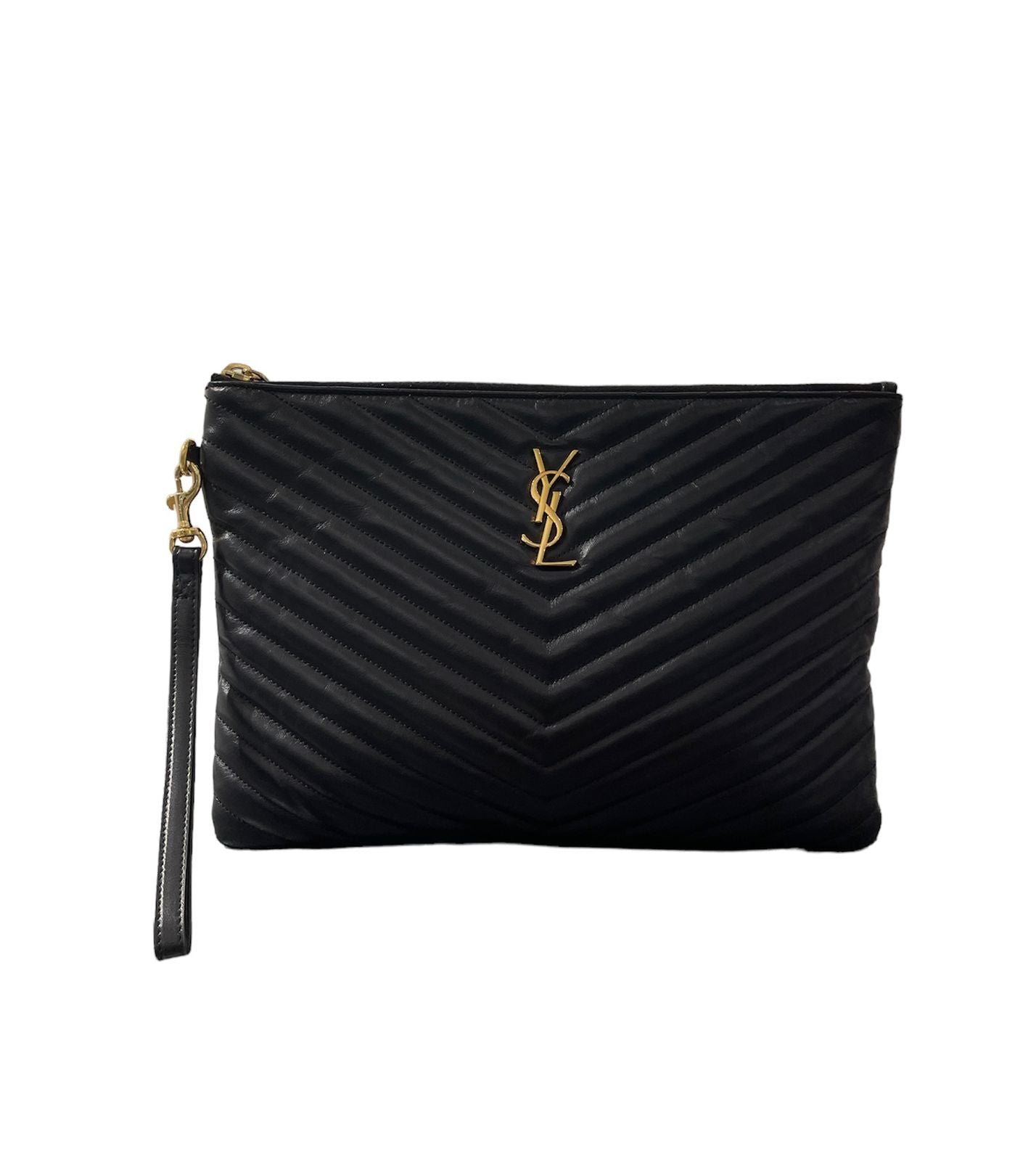 YSL Black Cassandre Medium Classic Clutch-Clutch-YSL-The Closet Egypt