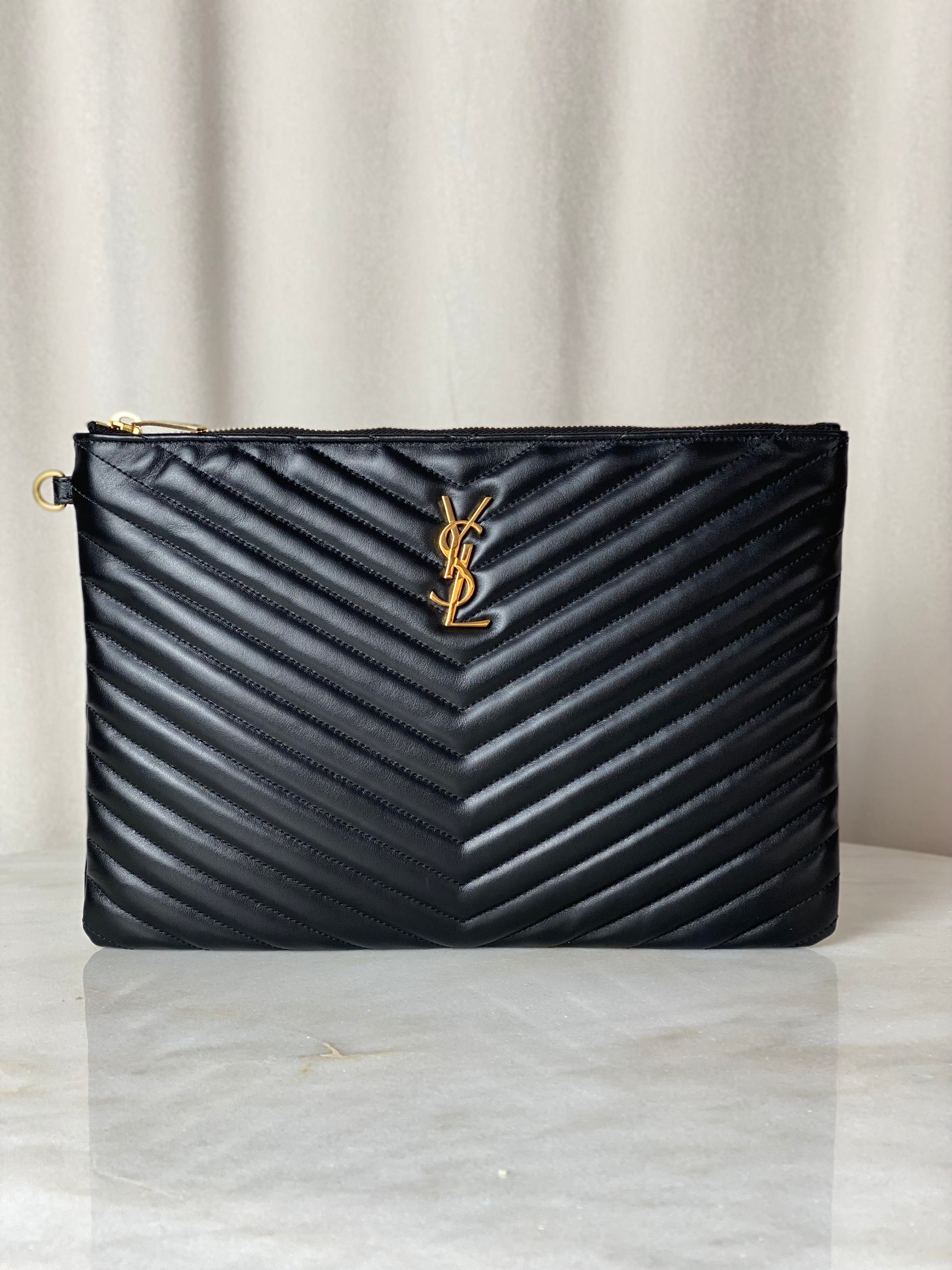YSL Black Cassandre Medium Tablet Pouch-Pouch-YSL-The Closet Egypt