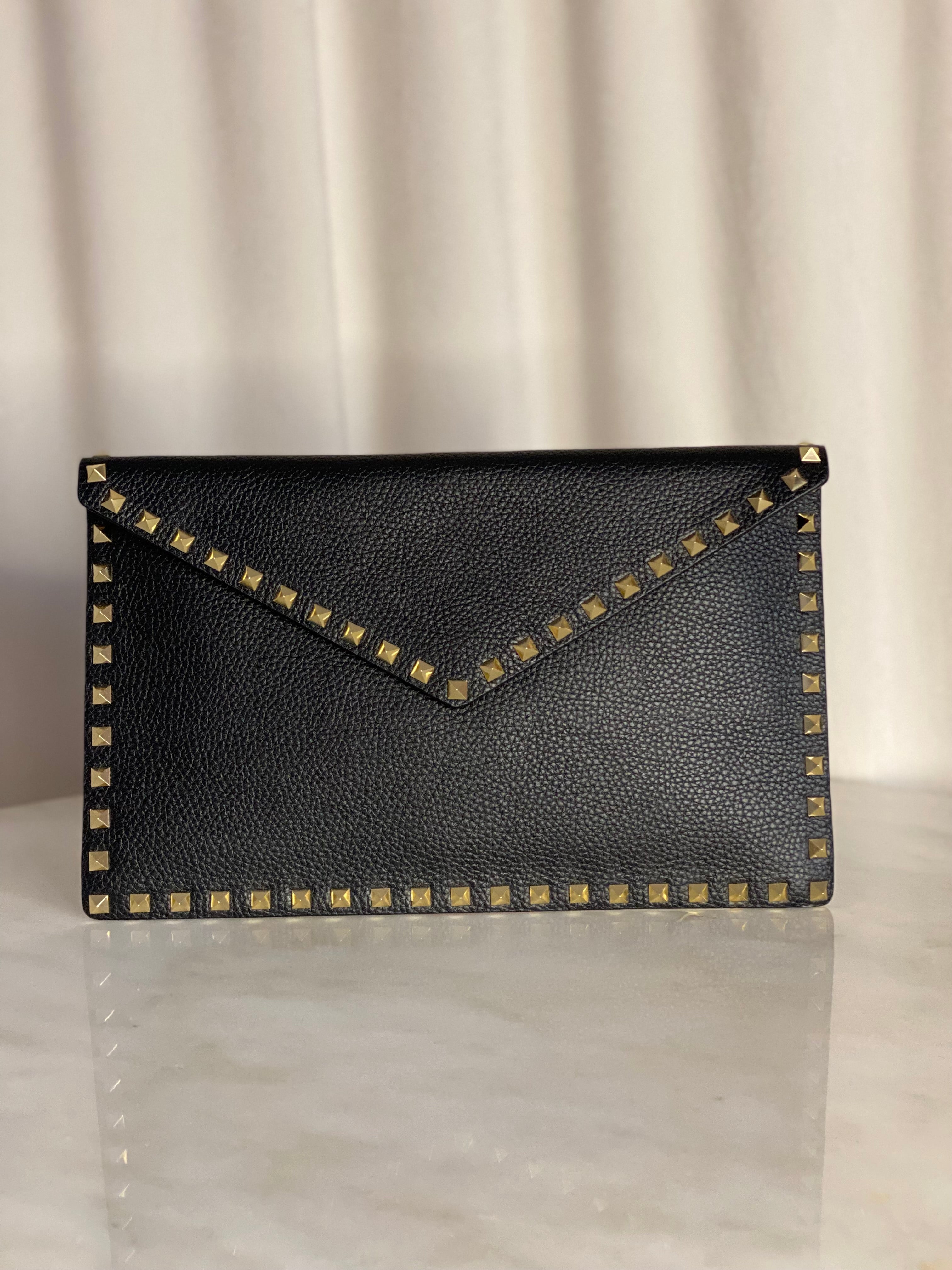 Valentino Black Studded Envelope Pouch-Pouch-Valentino-The Closet Egypt