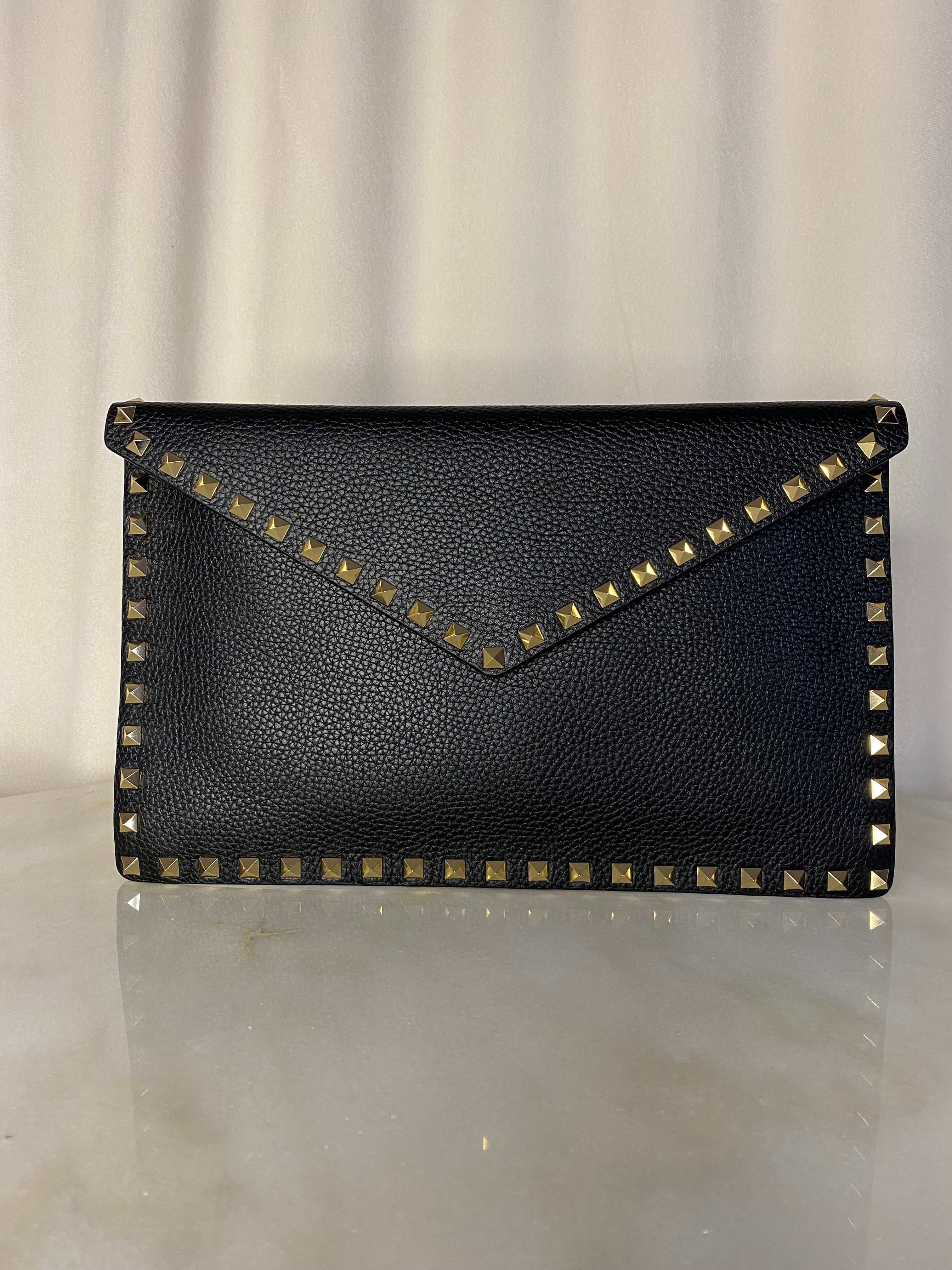 Valentino Black Garavani Studded Envelope Pouch-Pouch-Valentino-The Closet Egypt