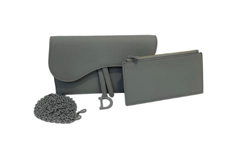 Christian Dior Grey Matt Wallet on Chain-Wallet Chain-Christian Dior-The Closet Egypt