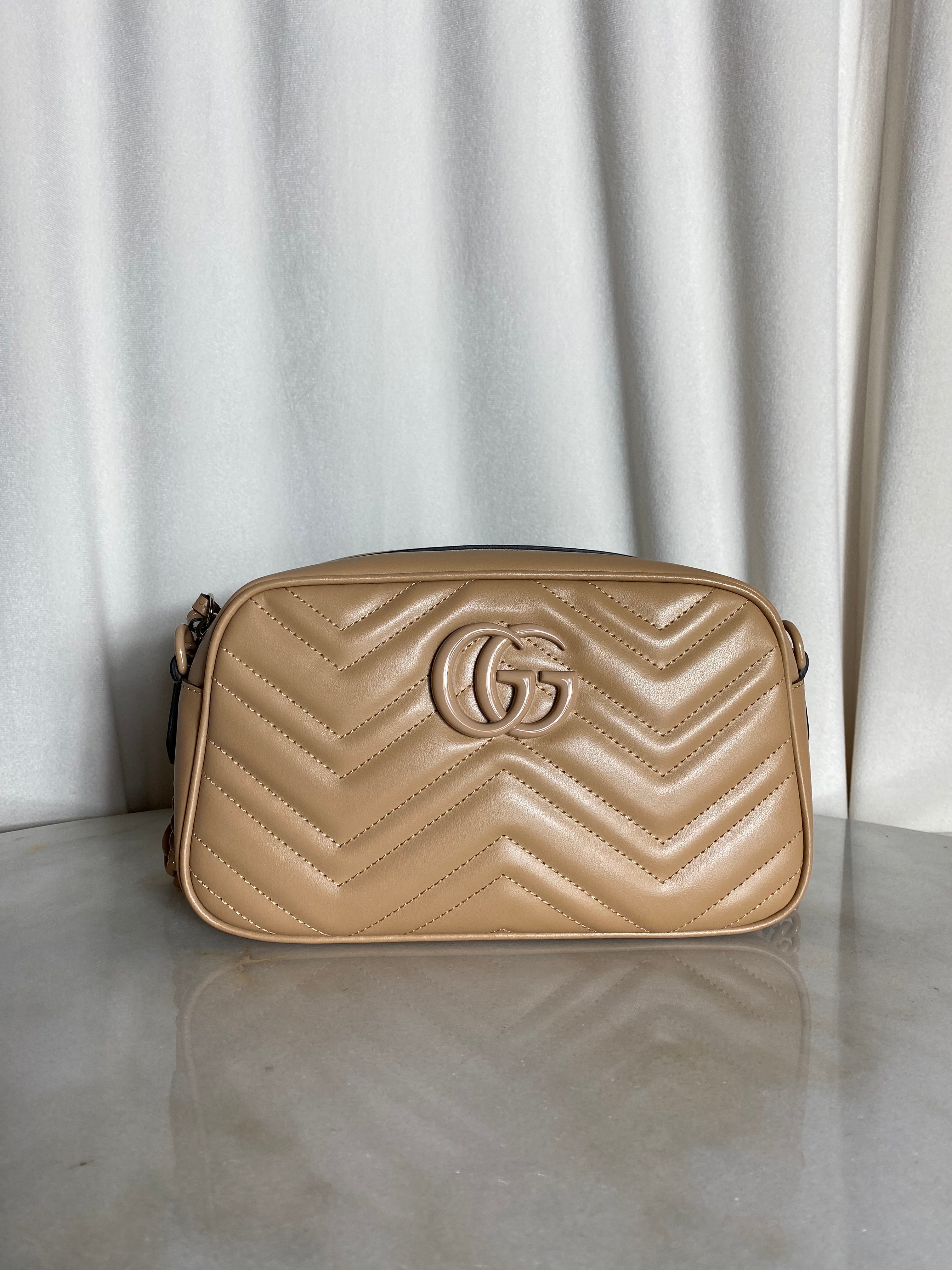 Gucci Beige GG Marmont Small Shoulder Bag-handbag-Gucci-The Closet Egypt