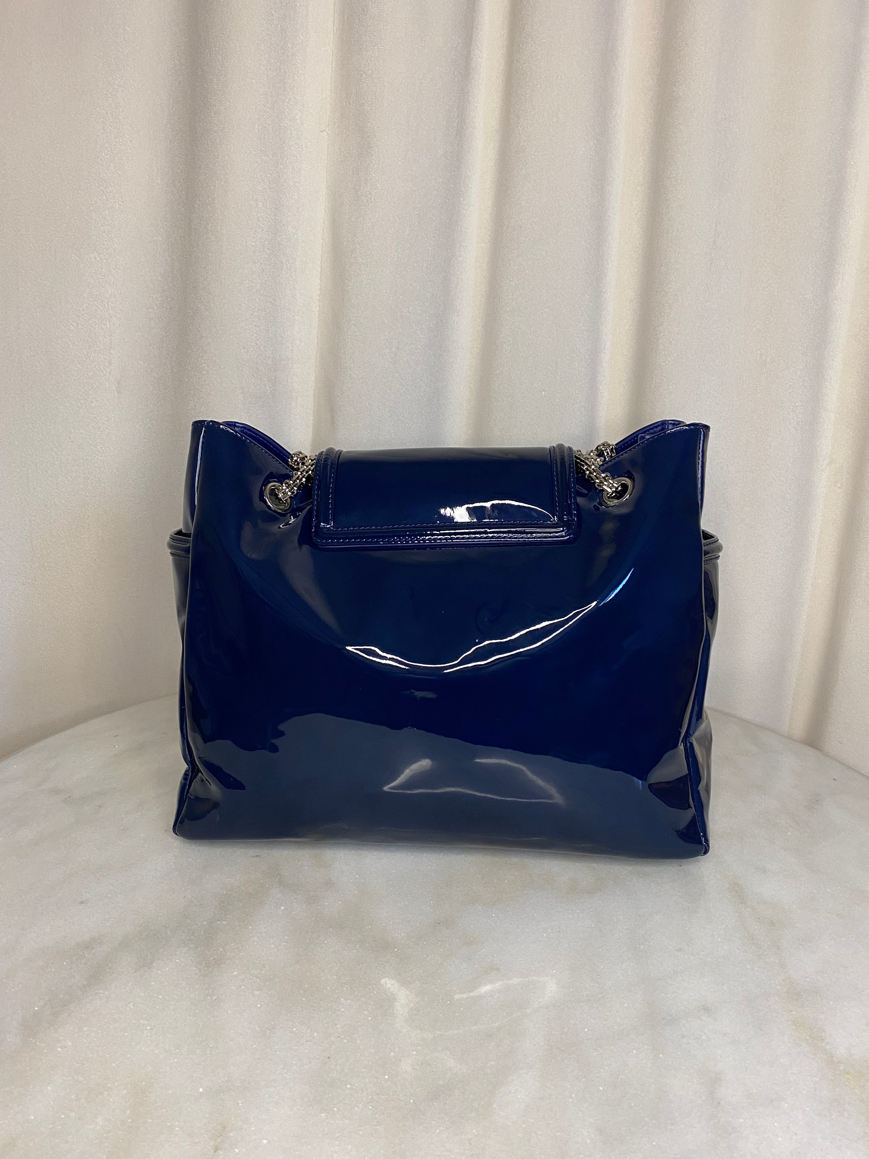 Chanel Dark Blue Giant Reissue Lock Chain Link Shoulder Bag