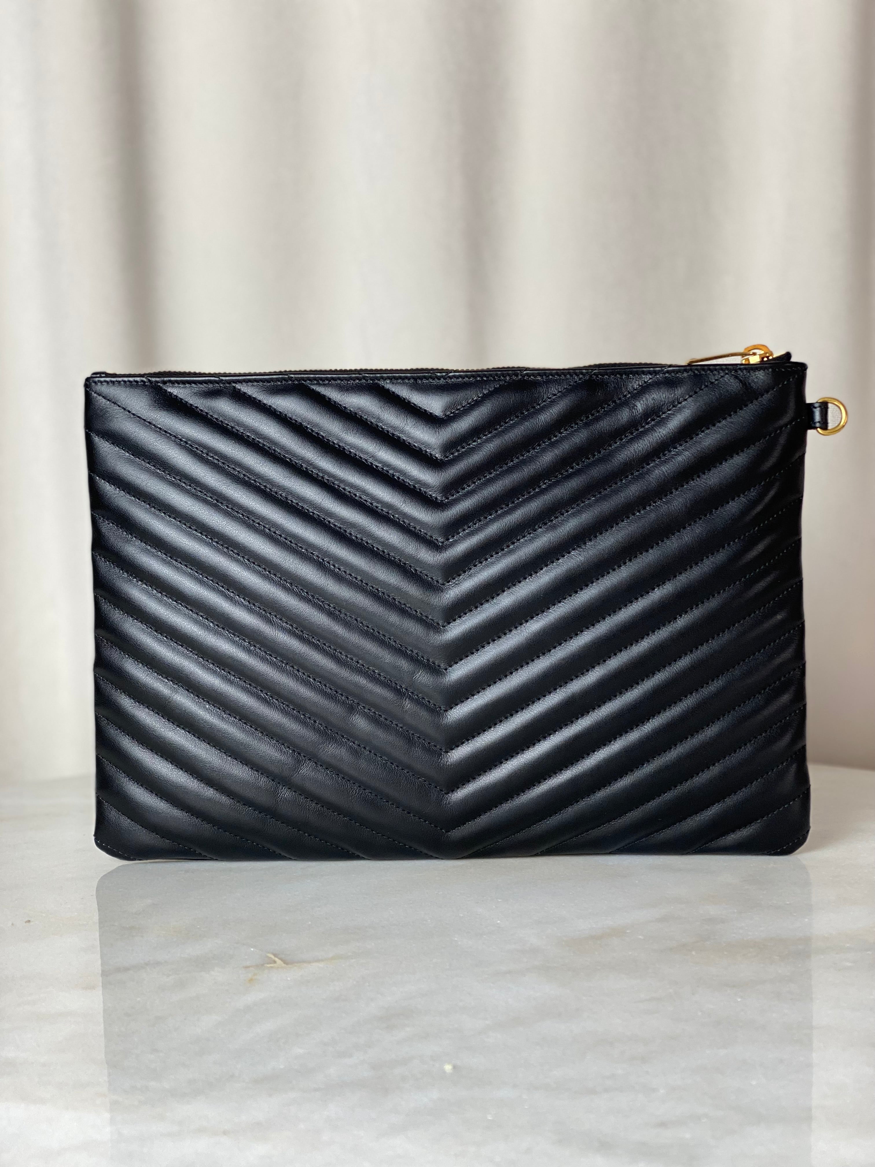 YSL Black Cassandre Medium Tablet Pouch-Pouch-YSL-The Closet Egypt