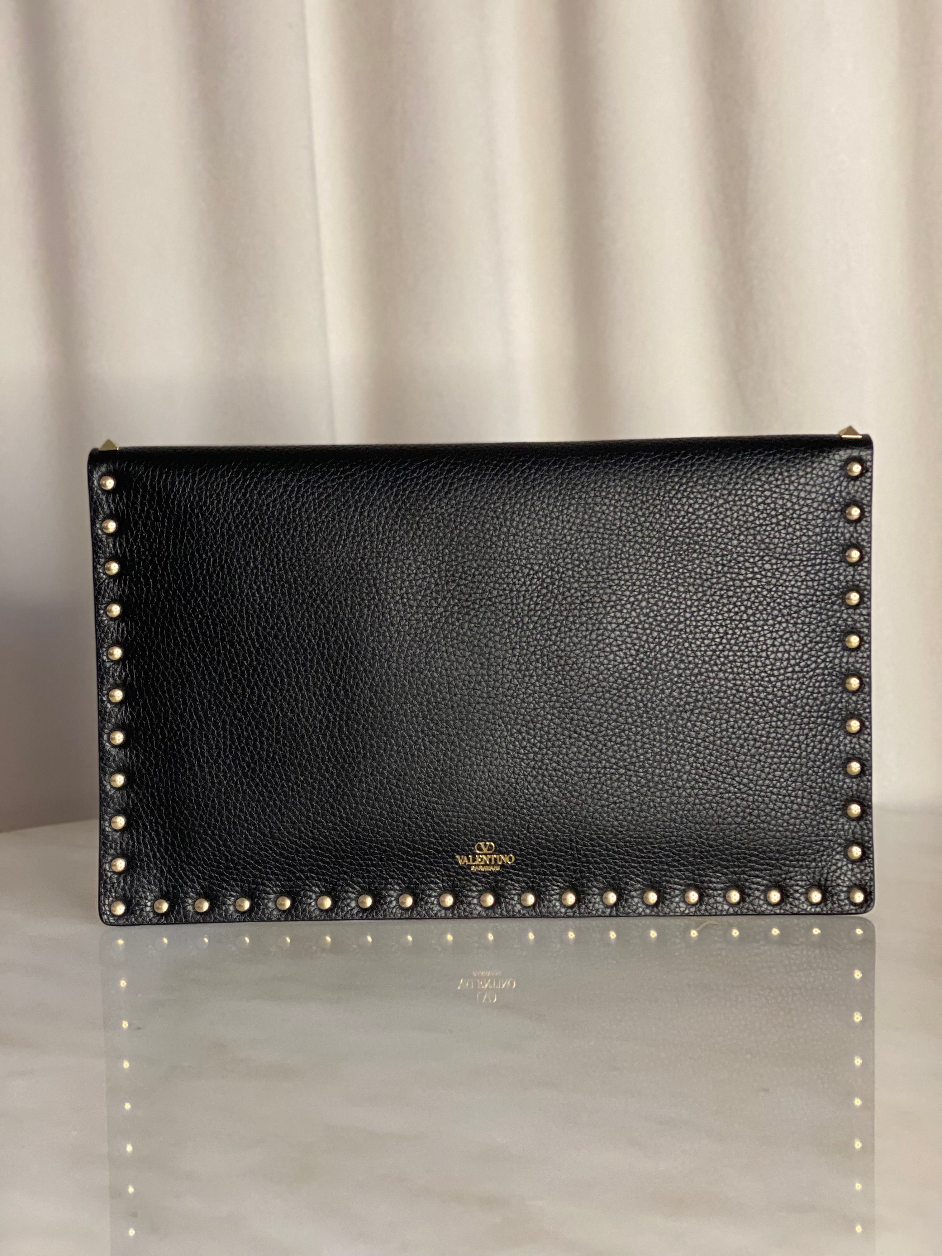 Valentino Black Studded Envelope Pouch-Pouch-Valentino-The Closet Egypt