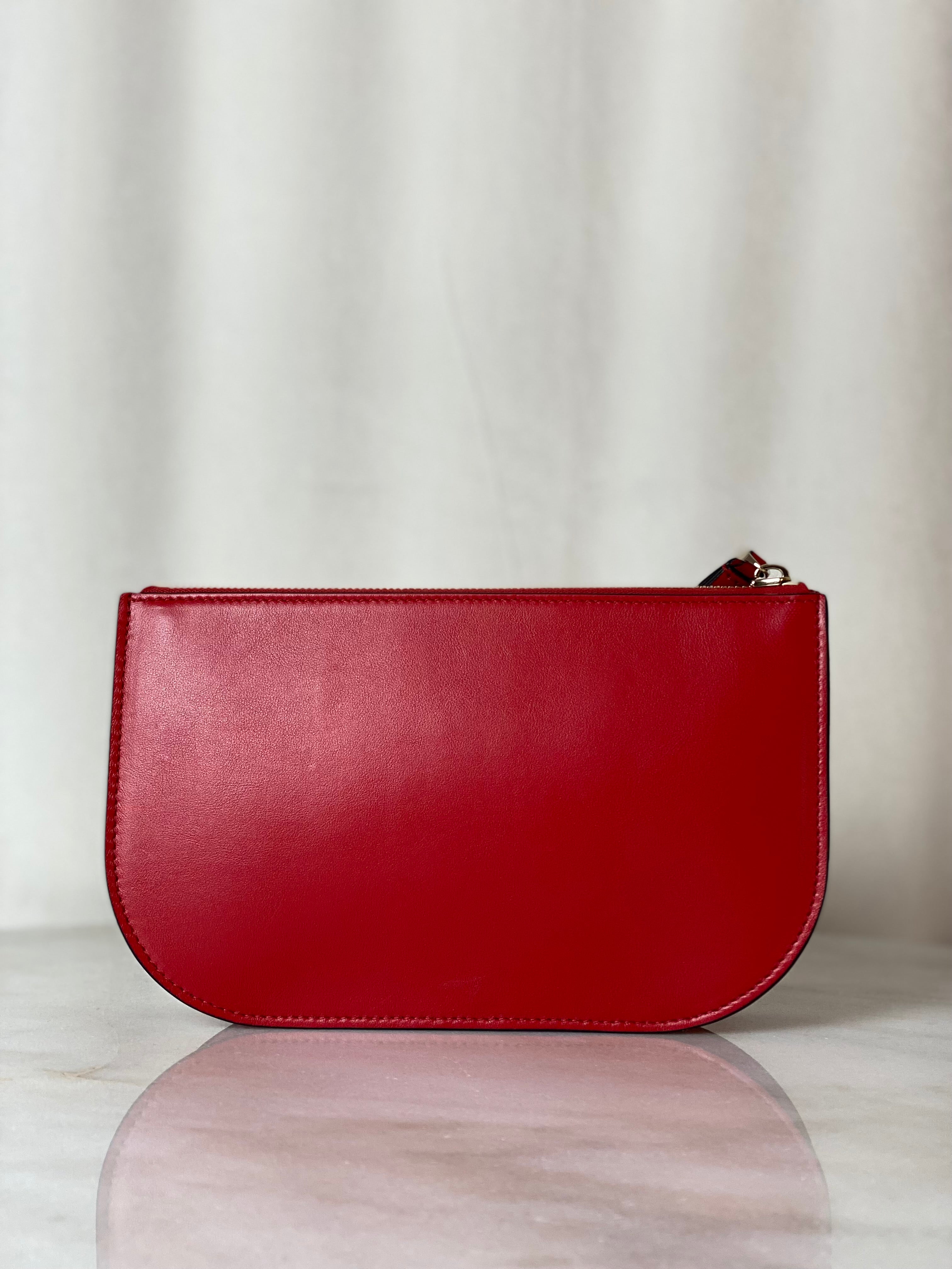Valentino Red V Logo Garavani Zip Clutch-Clutch-Valentino-The Closet Egypt