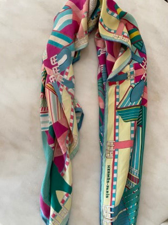 Hermes Multicolor Sangles en Zigzag Square Silk-Scarf-Hermes-The Closet Egypt