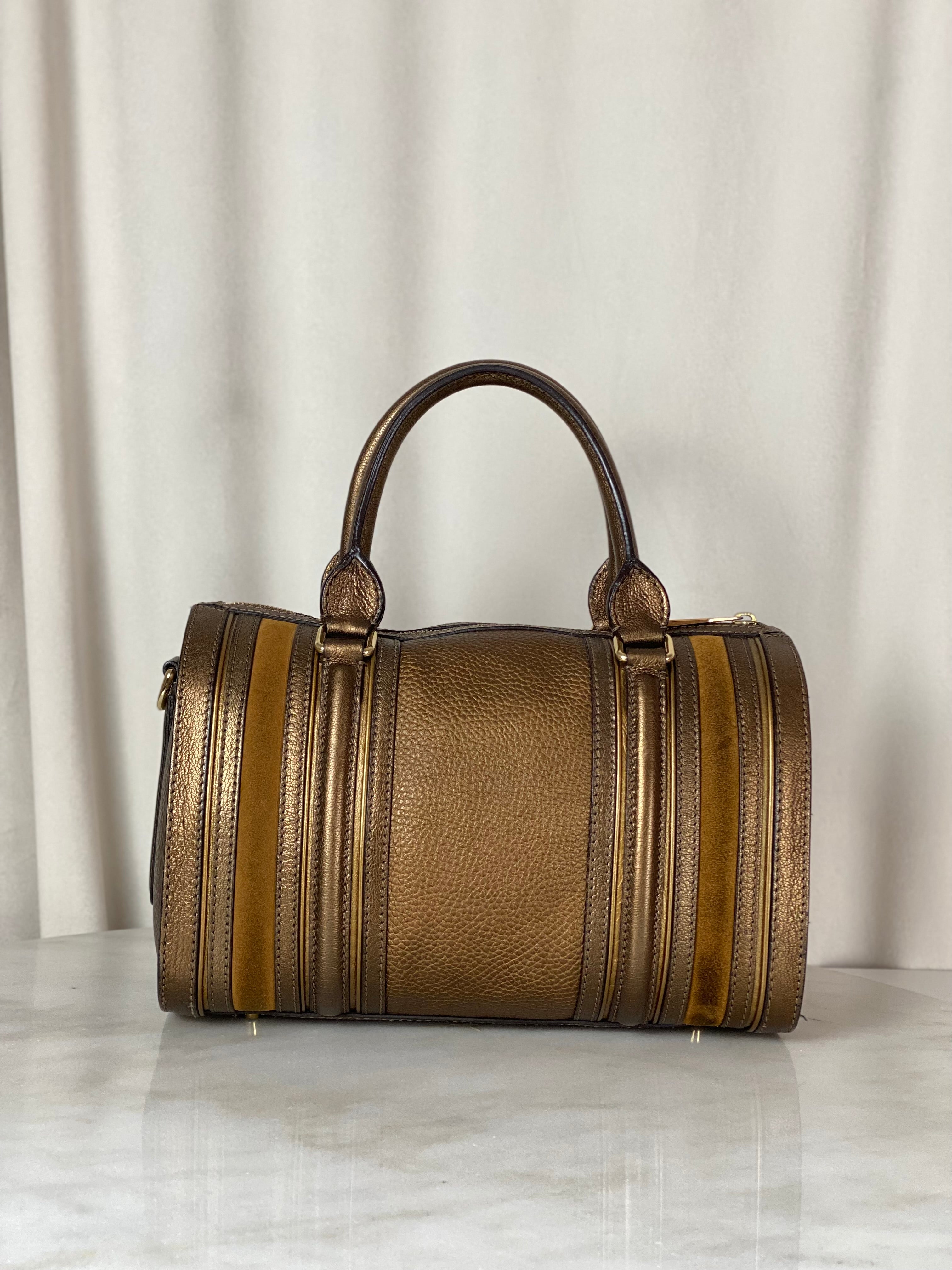 Burberry Metallic Camel Bowling Alchester Boston Medium Bag-handbag-Burberry-The Closet Egypt