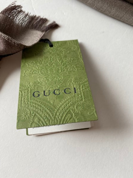 Gucci Brown GG Monogram Wool Silk Scarf-Scarf-Gucci-The Closet Egypt