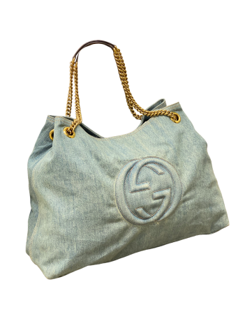 Gucci Blue Denim Soho Shoulder Bag-handbag-Gucci-The Closet Egypt