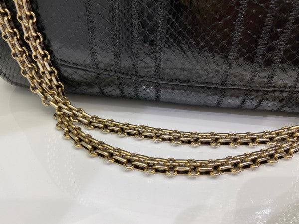 Chanel Black Python Classic Flap Jumbo Bag-handbag-Chanel-The Closet Egypt