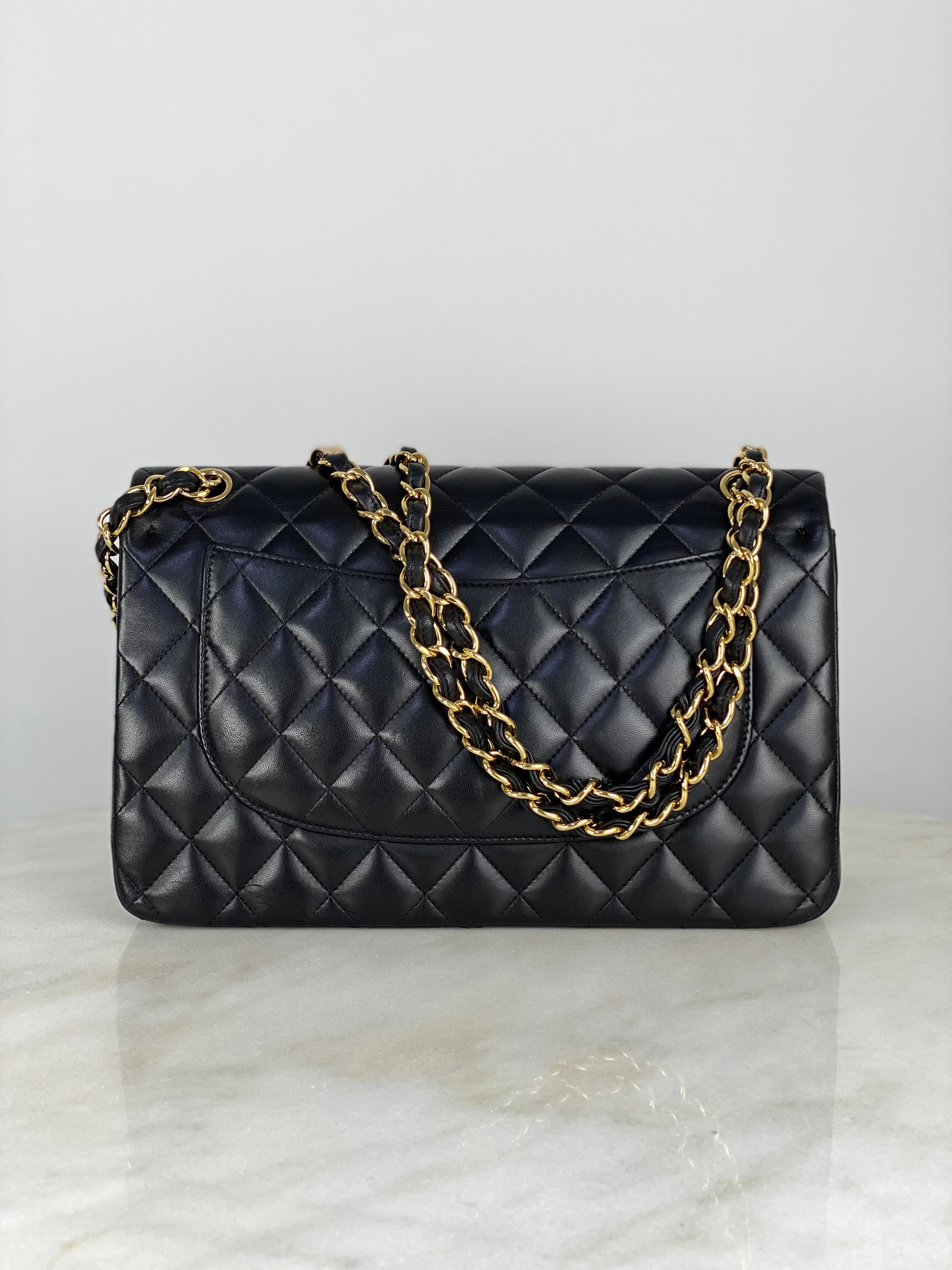 Chanel Black Double Flap Jumbo Shoulder Bag