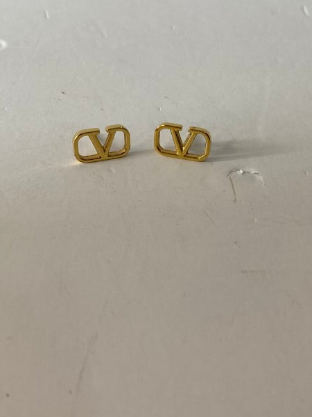 Valentino Gold V Logo Earring-Earrings-Valentino-The Closet Egypt