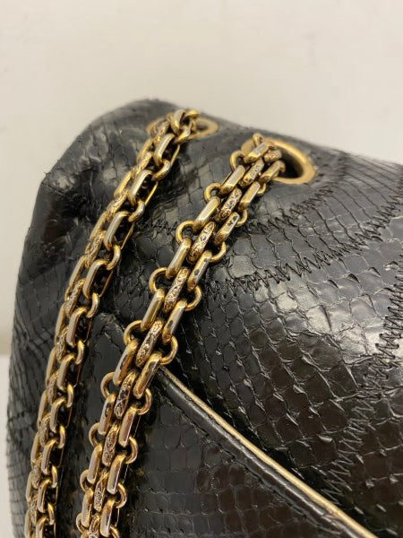 Chanel Black Python Classic Flap Jumbo Bag-handbag-Chanel-The Closet Egypt