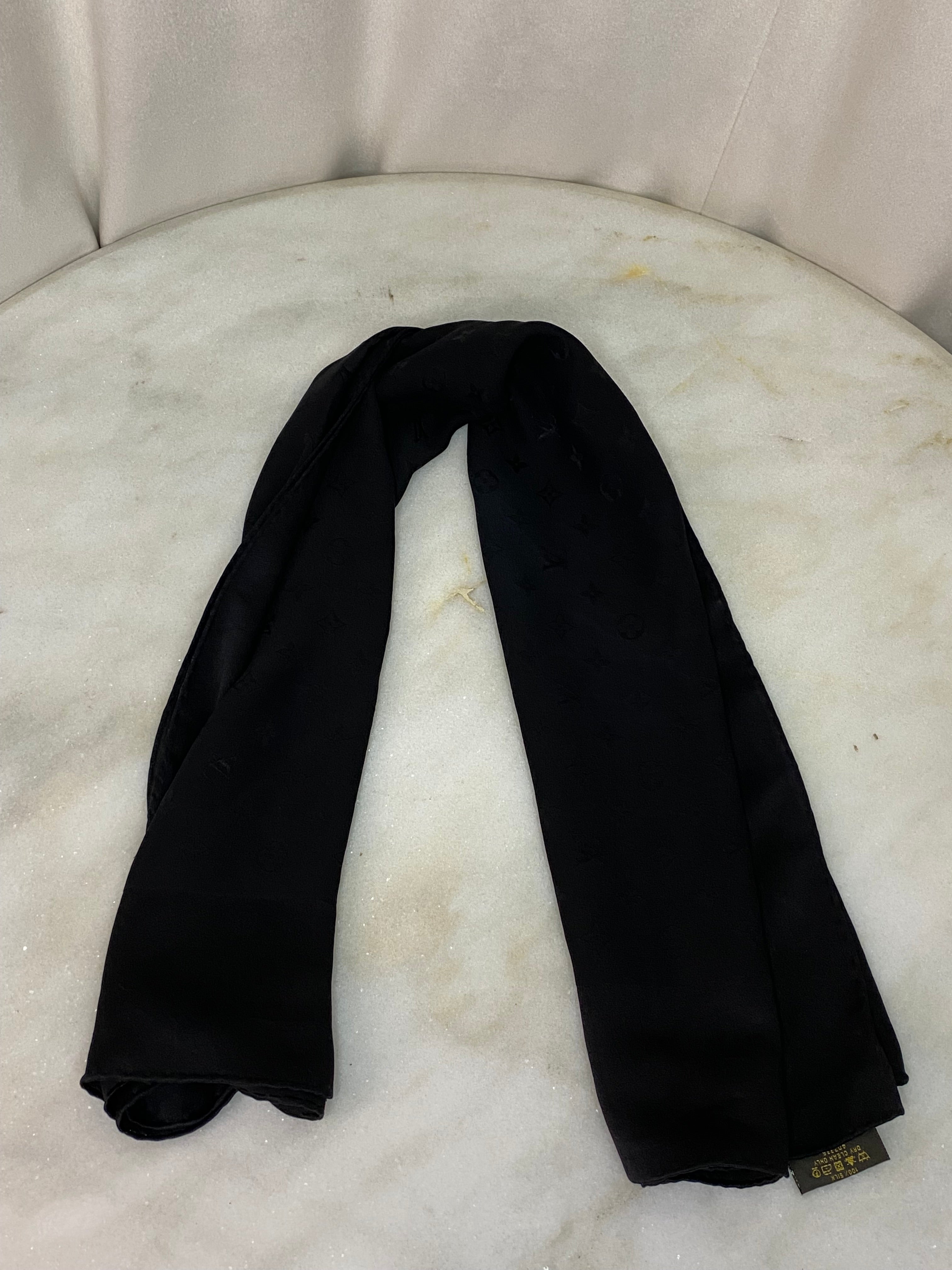 Louis Vuitton Black Monogram Scarf-Scarf-Louis Vuitton-The Closet Egypt