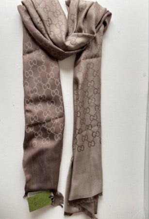 Gucci Brown GG Monogram Wool Silk Scarf-Scarf-Gucci-The Closet Egypt