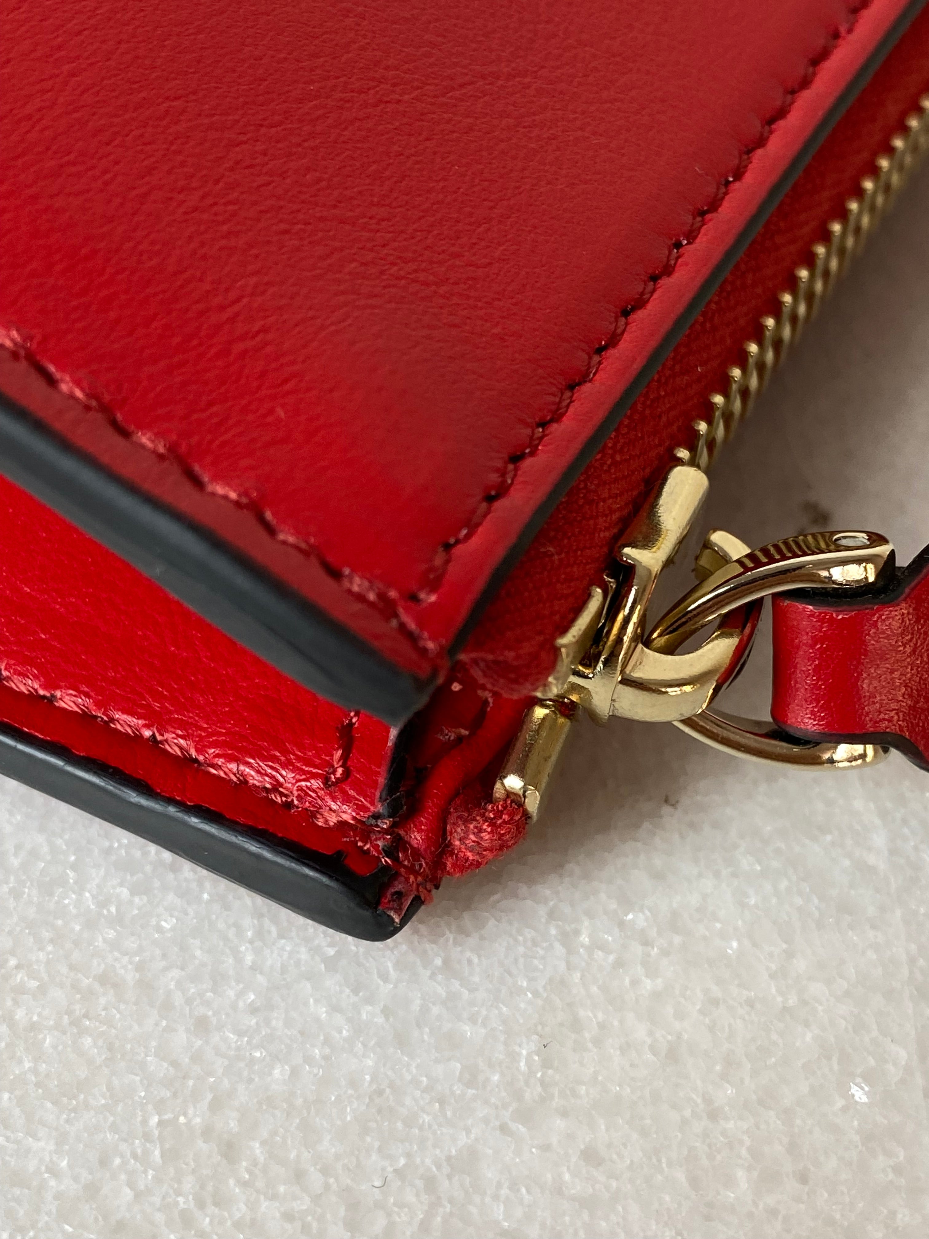 Valentino Red V Logo Garavani Zip Clutch-Clutch-Valentino-The Closet Egypt
