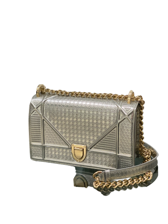 Christian Dior Metallic Silver Diorama Small Bag
