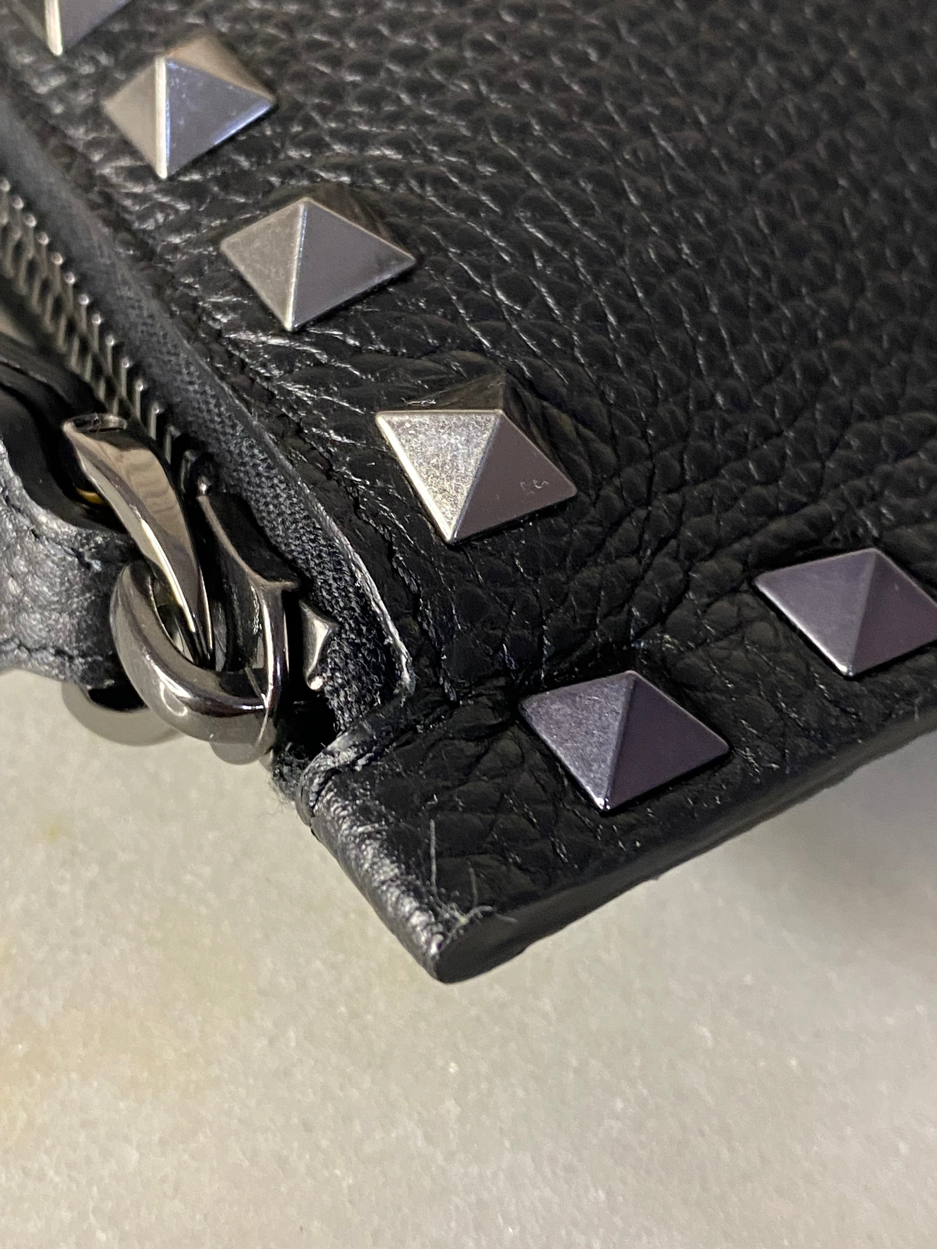 Valentino Black Studded Zip Pouch W/ Handle-Pouch-Valentino-The Closet Egypt