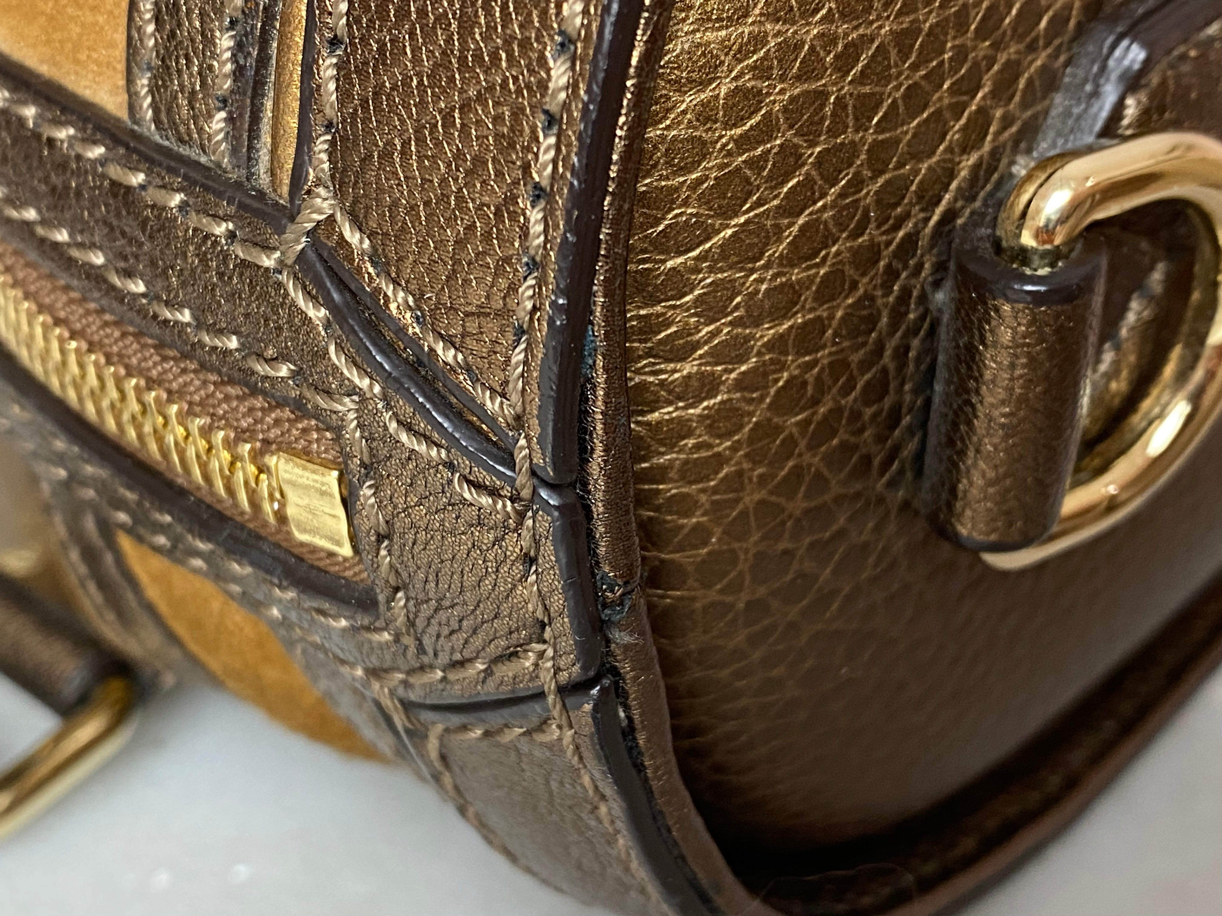 Burberry Metallic Camel Bowling Alchester Boston Medium Bag-handbag-Burberry-The Closet Egypt
