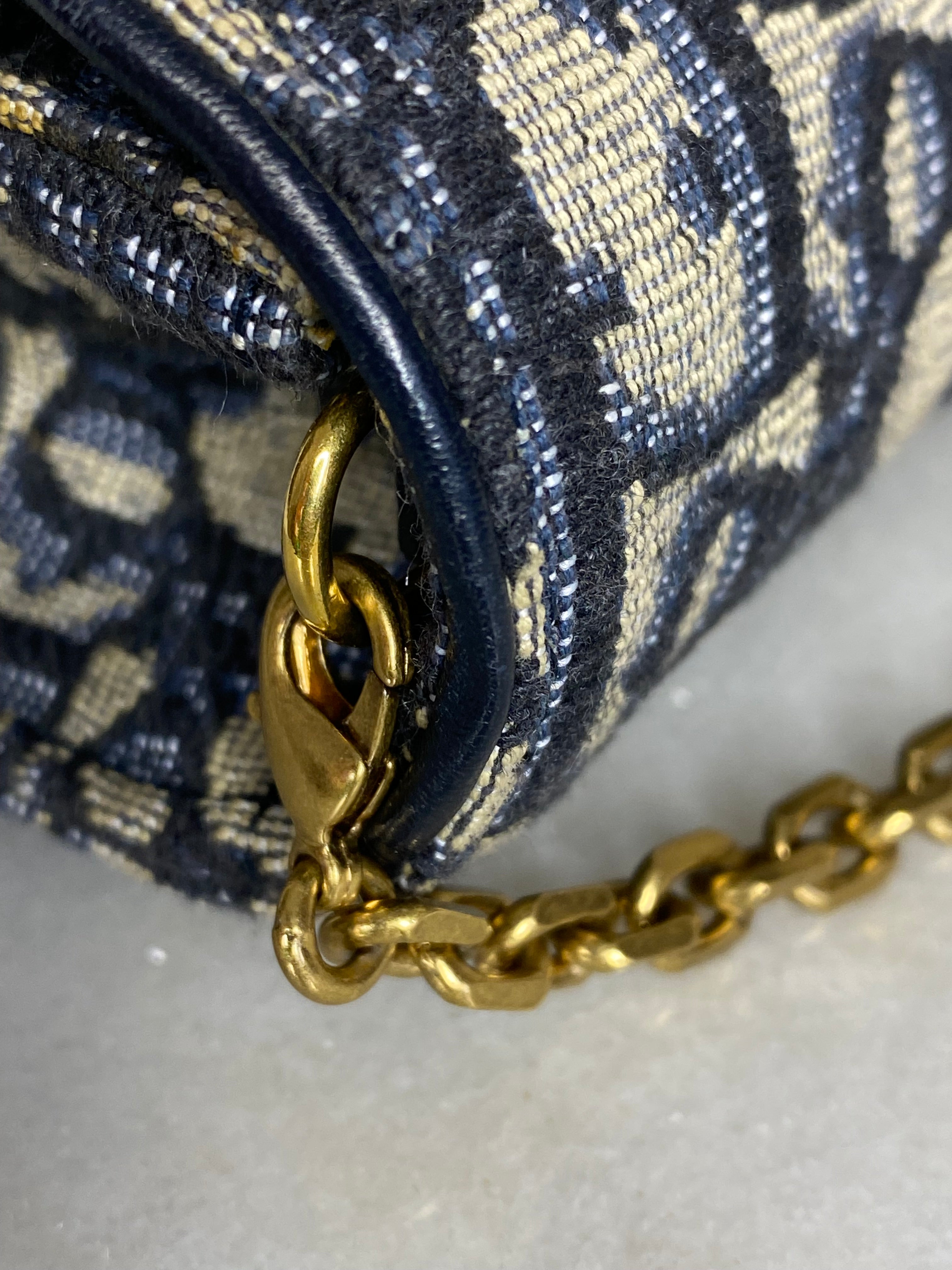 Christian Dior Blue Saddle Oblique WOC-Wallet Chain-Christian Dior-The Closet Egypt