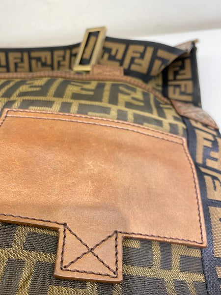 Fendi FF Brown Fabric Crossbody Bag-handbag-Fendi-The Closet Egypt