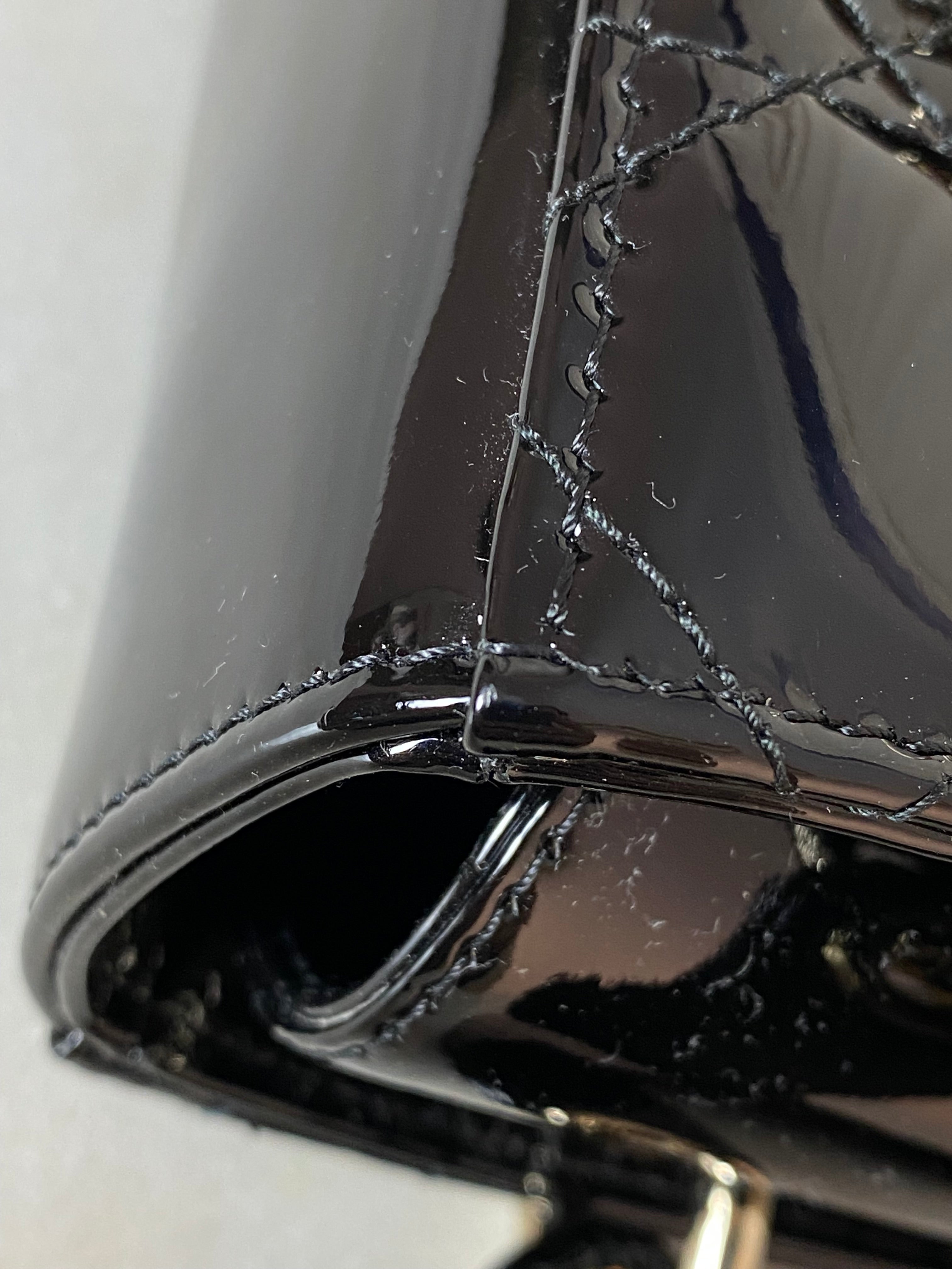 Christian Dior Black Vernie Lady Dior Small Tote Bag W/ Strap-handbag-Christian Dior-The Closet Egypt