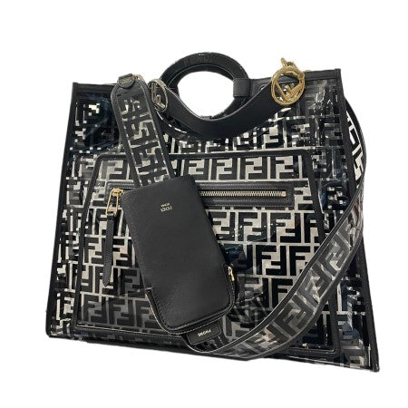 Fendi Black FF Transparent Shopper Runway Tote Bag