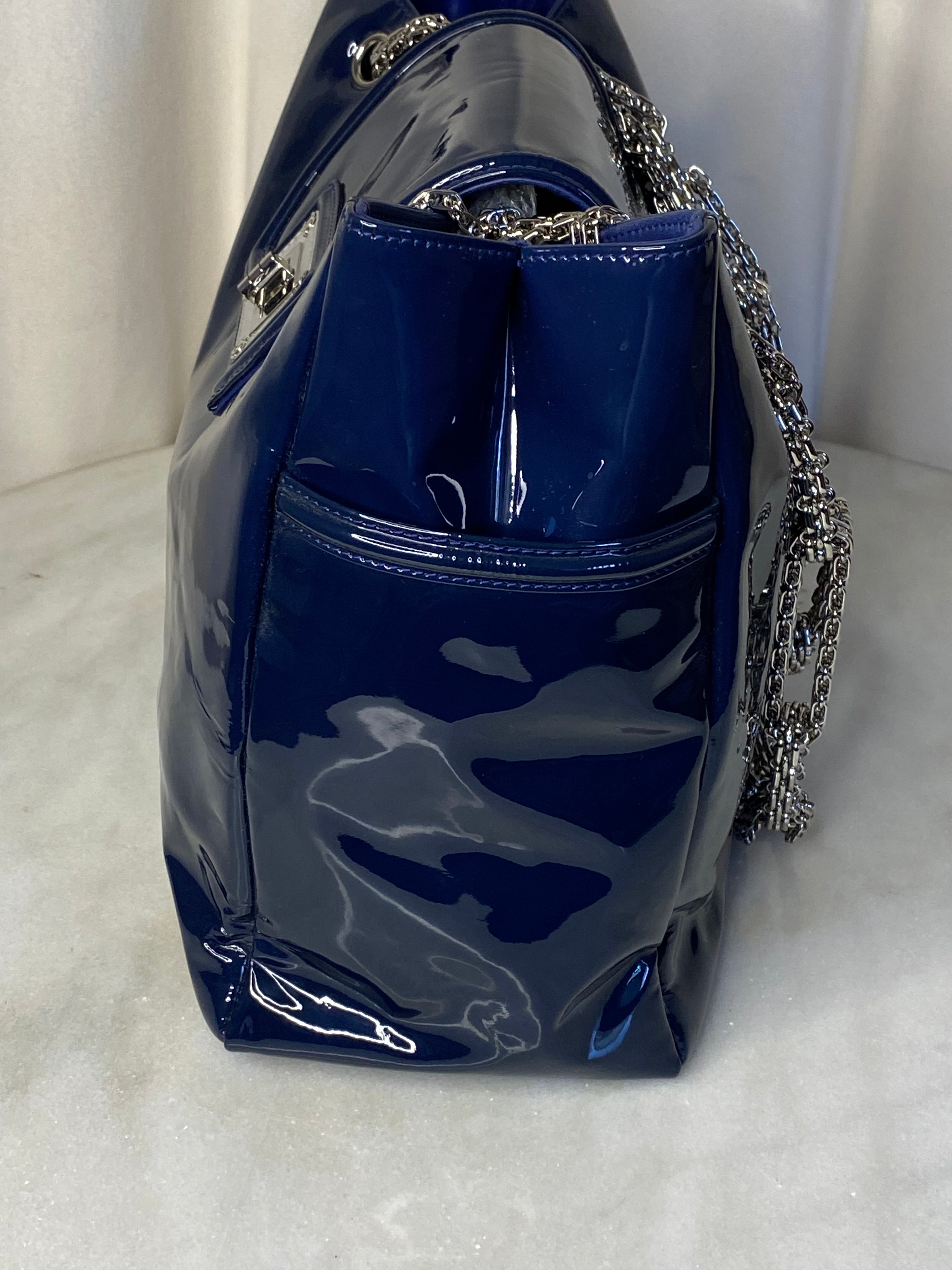 Chanel Dark Blue Giant Reissue Lock Chain Link Shoulder Bag