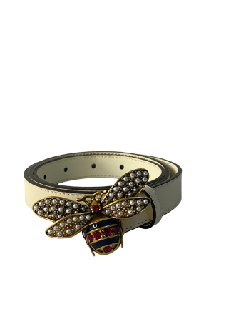 Gucci Beige Queen Margaret Bee Belt 34-Belt-Gucci-The Closet Egypt