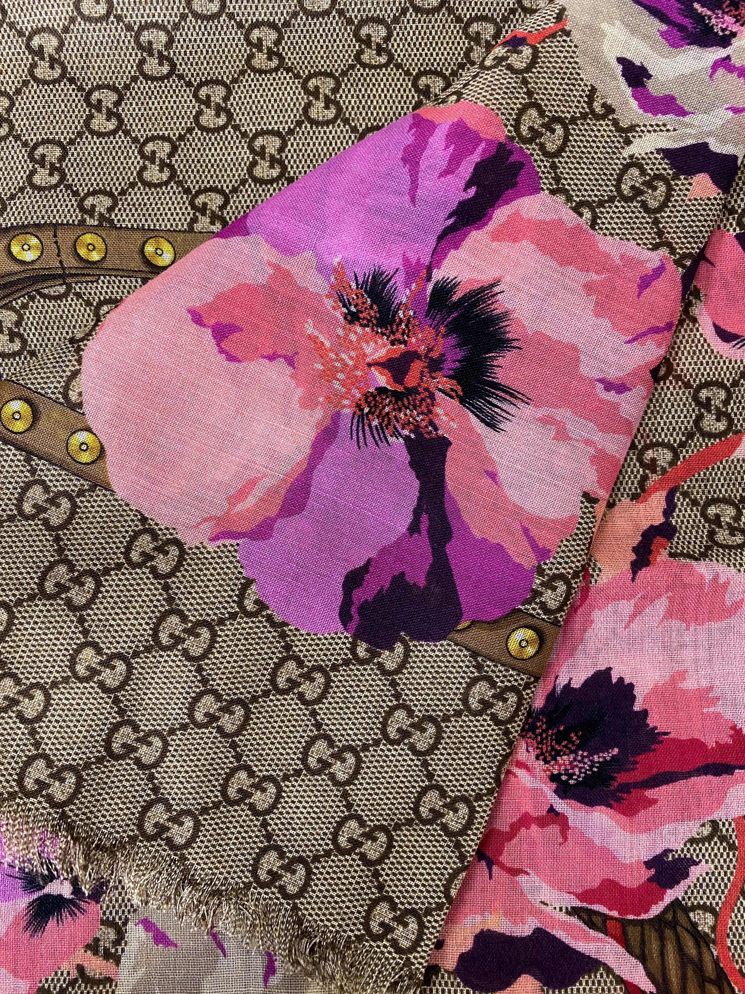 Gucci Tricolor GG Floral Scarf-Scarf-Gucci-The Closet Egypt