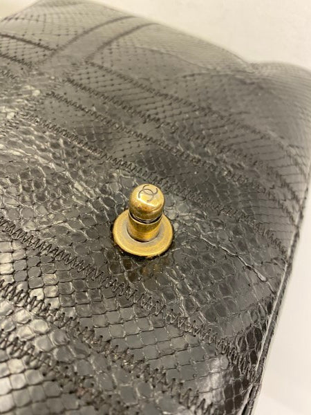 Chanel Black Python Classic Flap Jumbo Bag-handbag-Chanel-The Closet Egypt