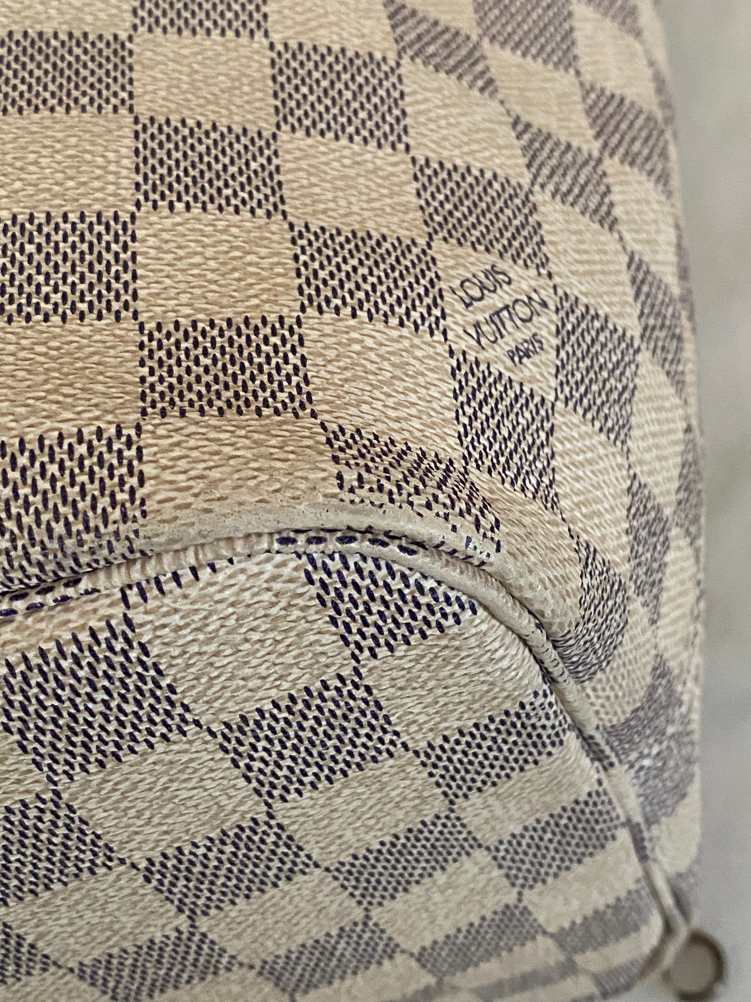 Louis Vuitton Damier Azur Neverfull MM Bag W/ Pouch