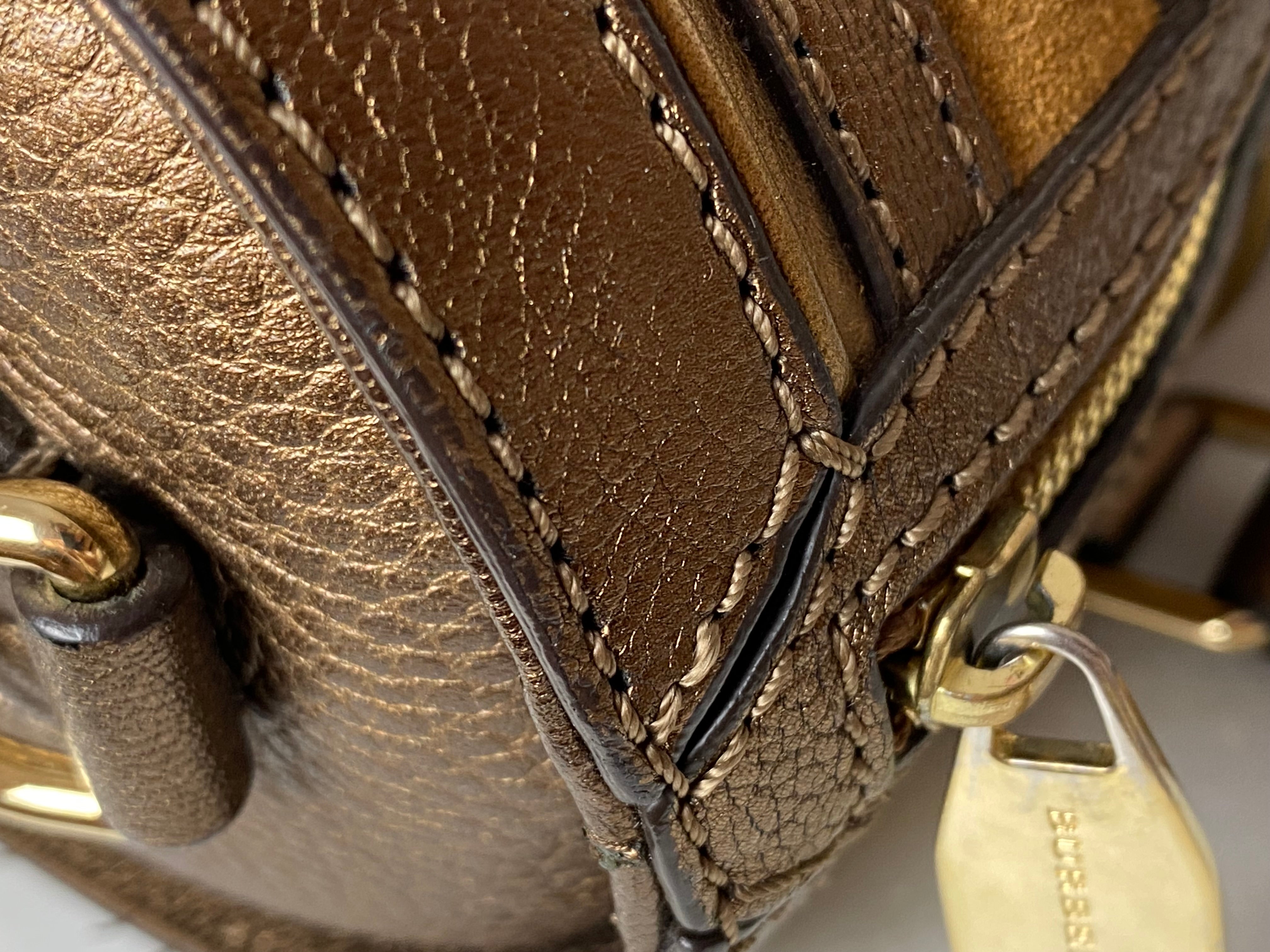Burberry Metallic Camel Bowling Alchester Boston Medium Bag-handbag-Burberry-The Closet Egypt