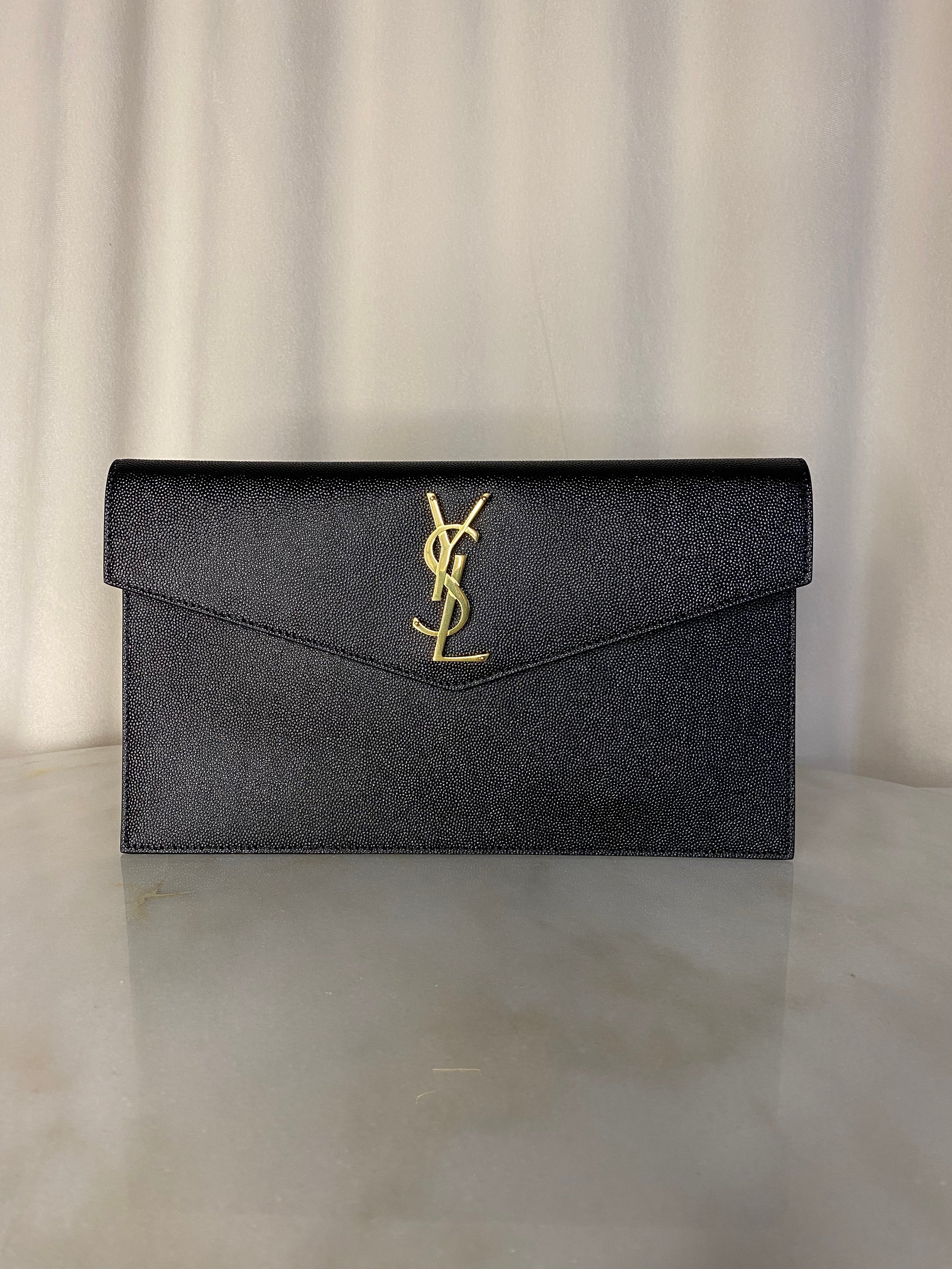 YSL Black Uptown Clutch-Clutch-YSL-The Closet Egypt
