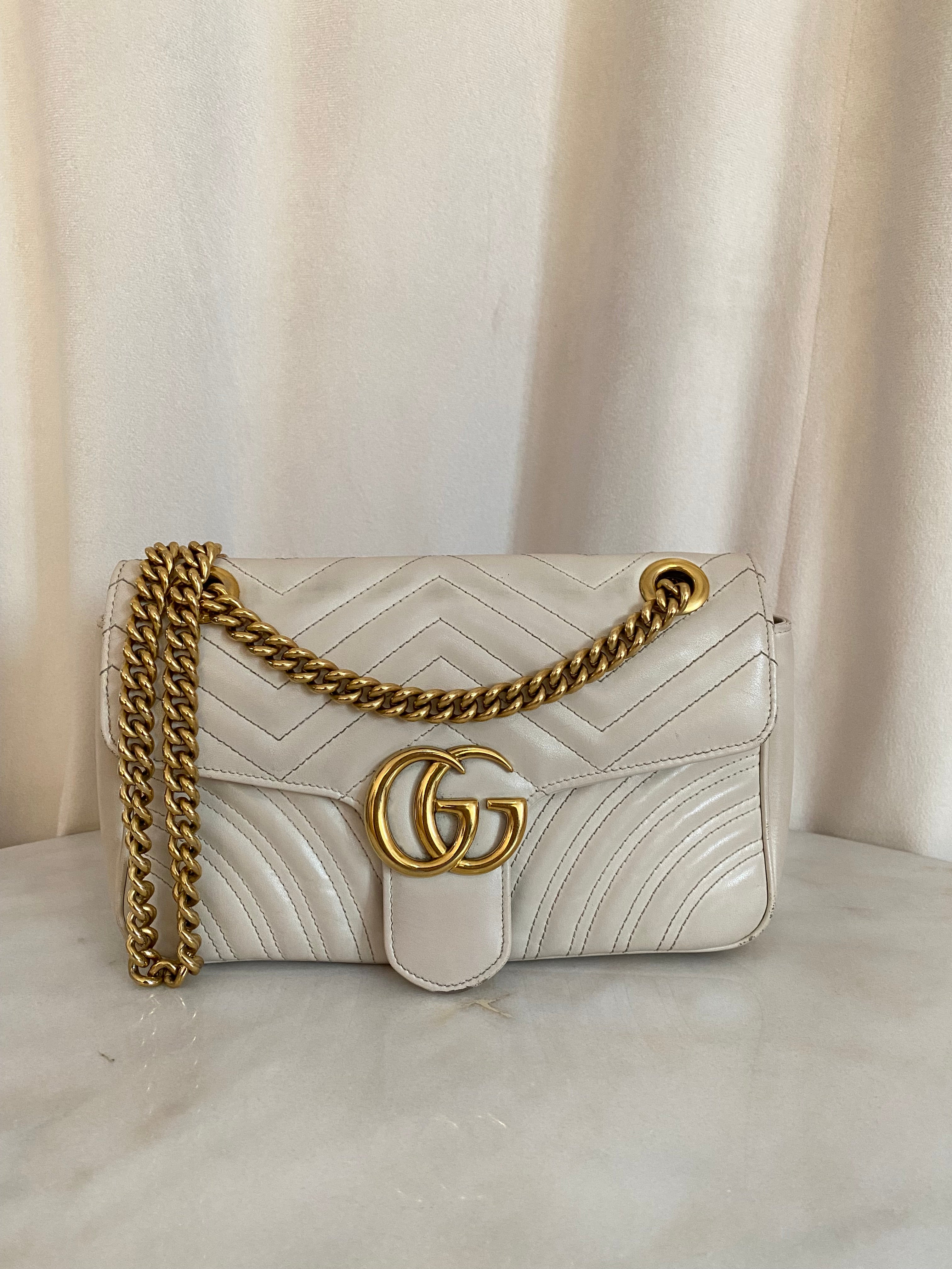 Gucci Off White Small Marmont Shoulder Bag-handbag-Gucci-The Closet Egypt