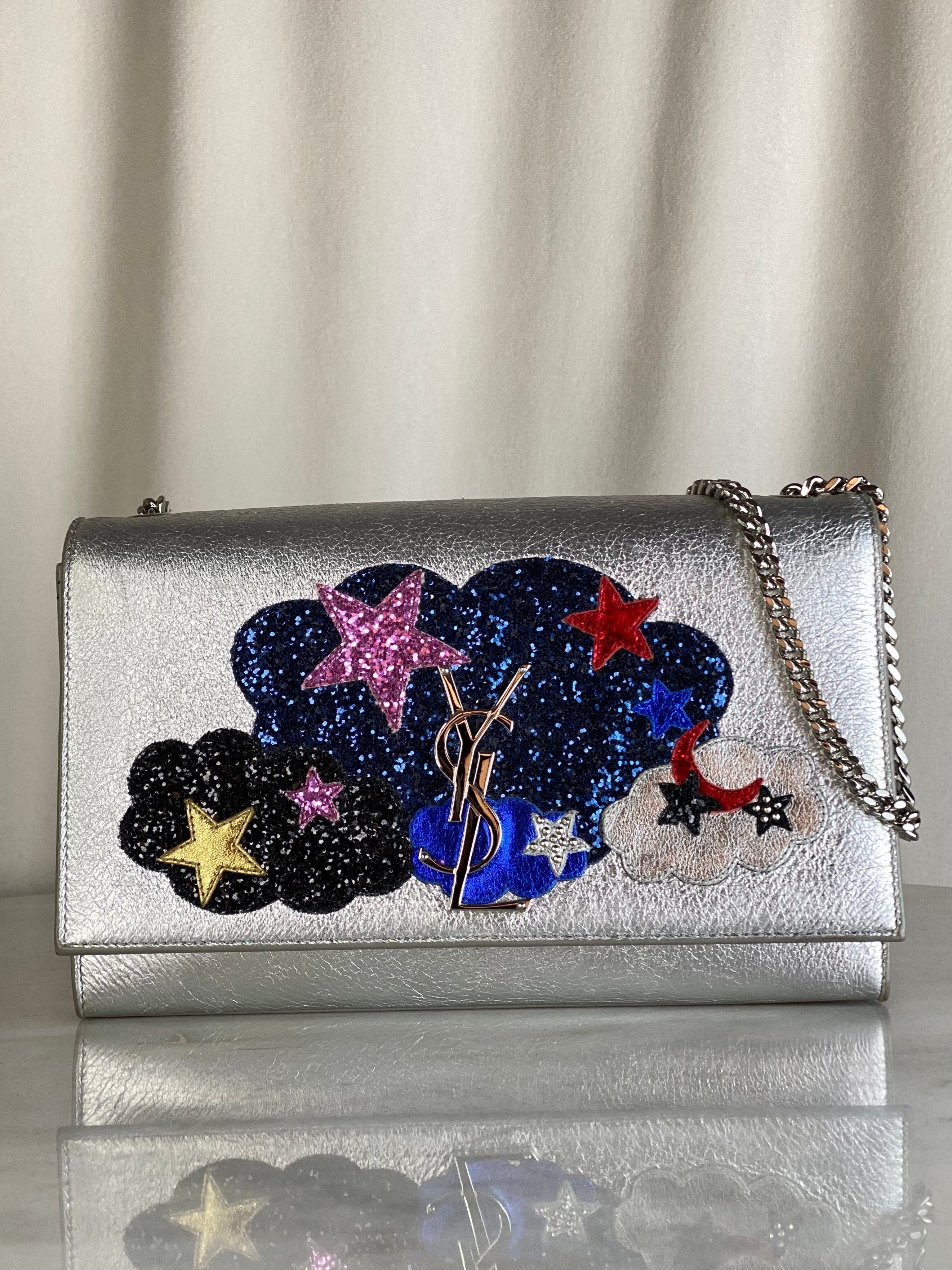 YSL Metallic Silver Yves Medium Cloud & Strar Kate Bag-handbag-YSL-The Closet Egypt