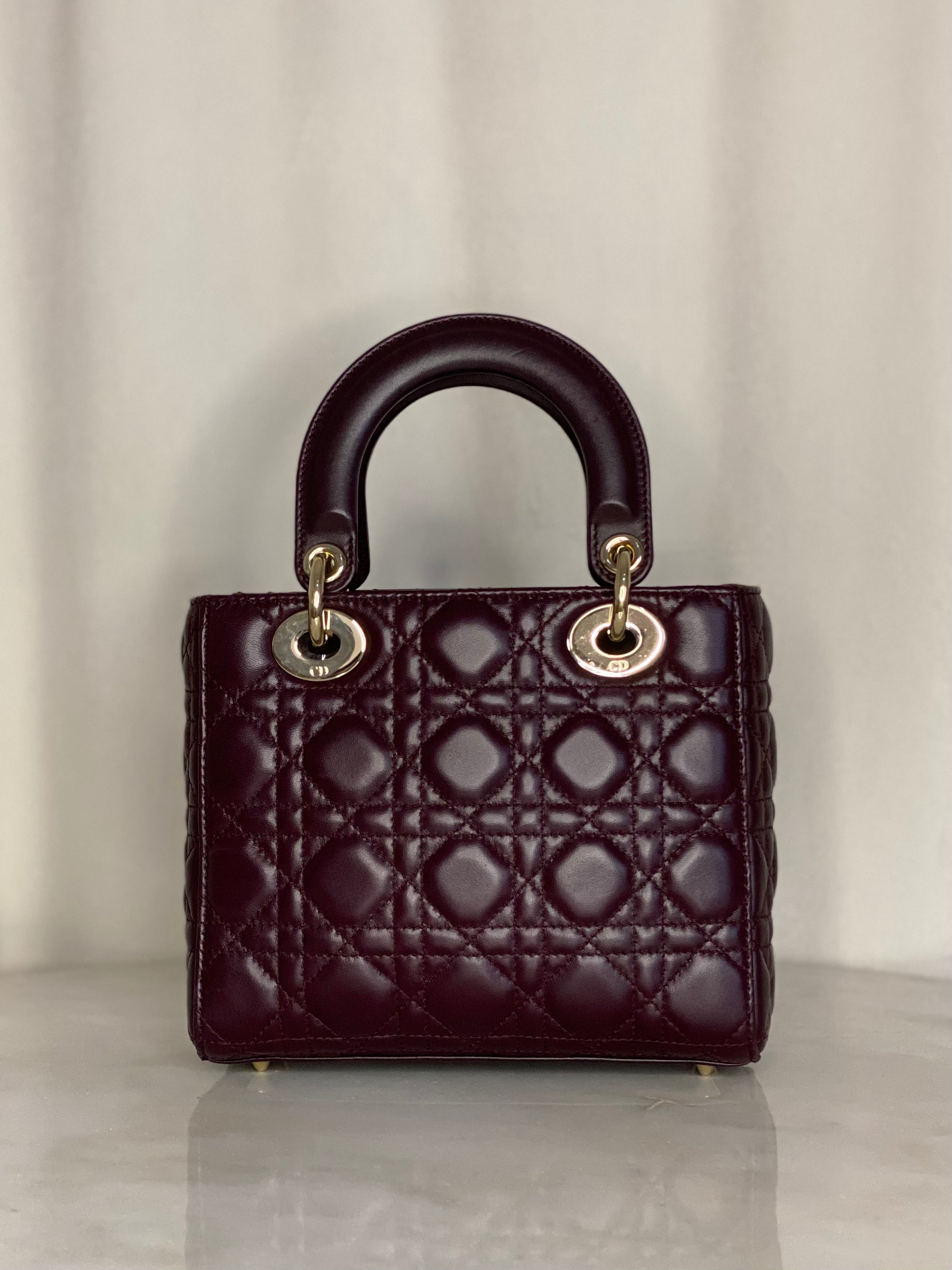 Christian Dior Burgundy Lady Dior Small W/ Strap-handbag-Christian Dior-The Closet Egypt