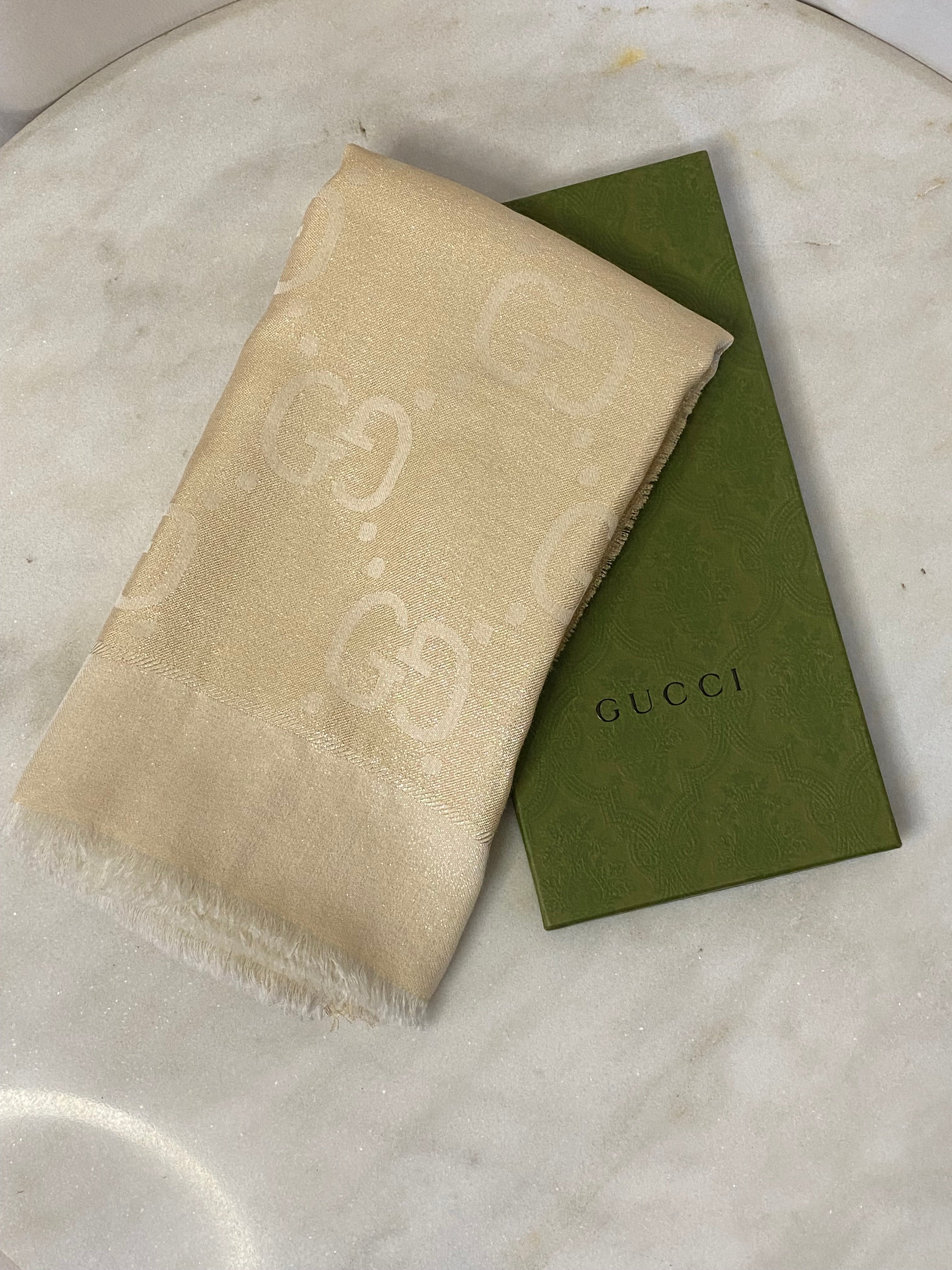 Gucci Beige GG Wool Scarf-Scarf-Gucci-The Closet Egypt