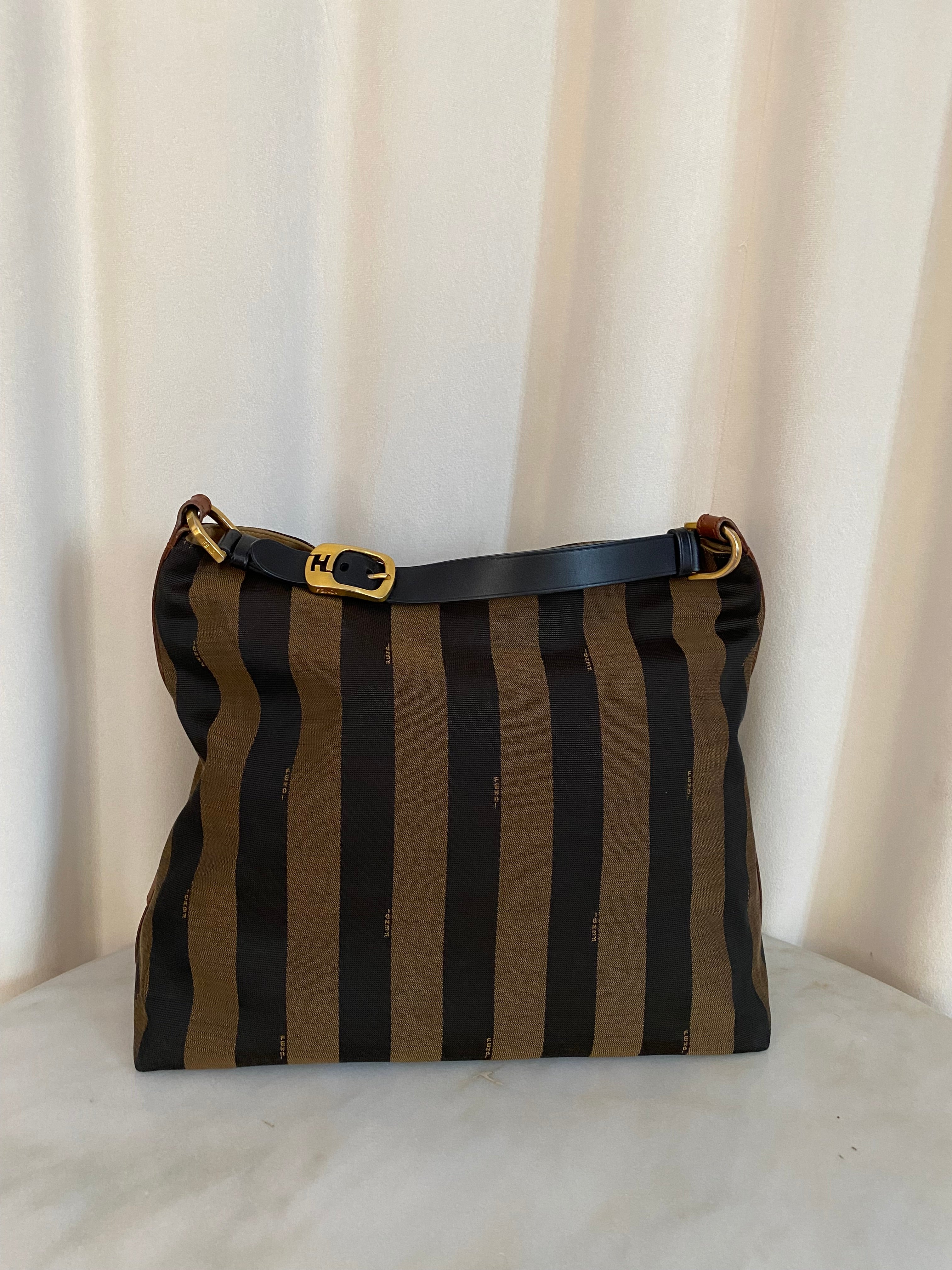 Fendi Brown Pequin Striped Bag-handbag-Fendi-The Closet Egypt