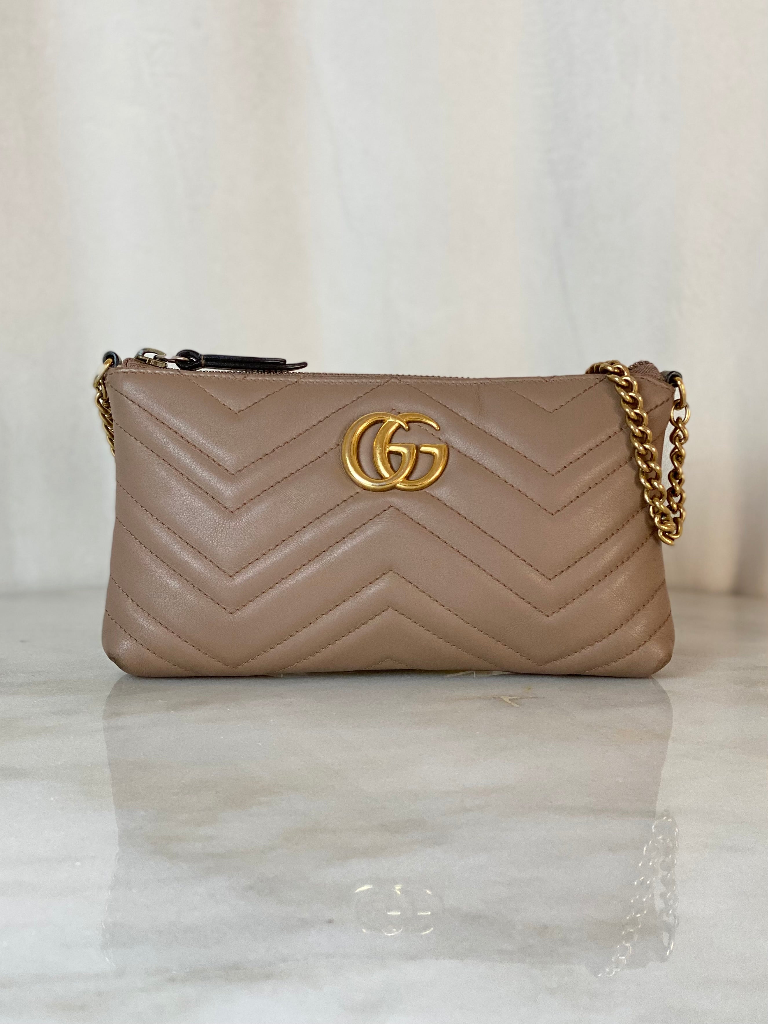 Gucci Nude Marmont Crossbody Mini Chain Bag