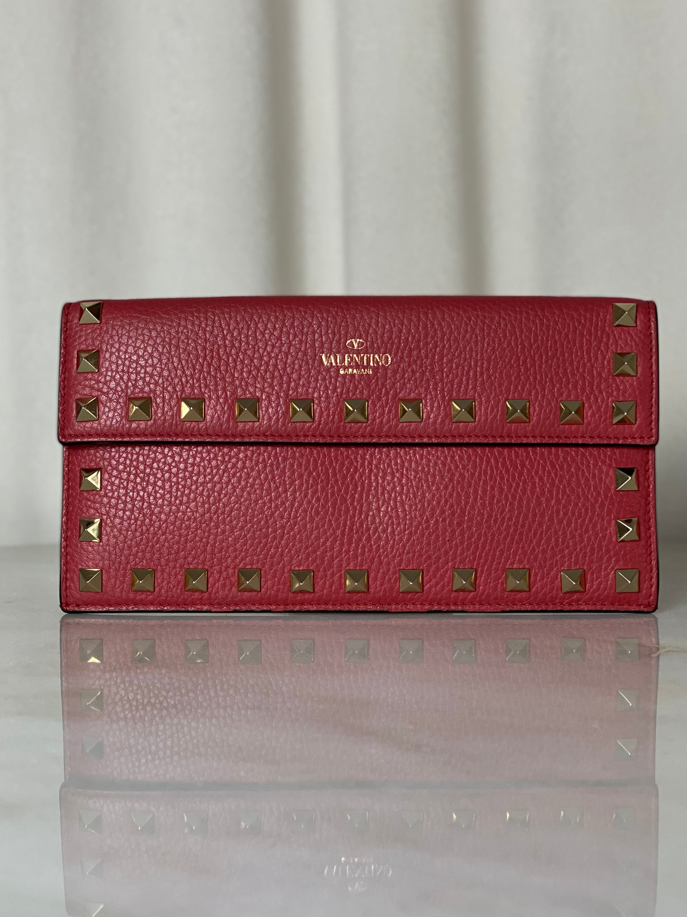 Valentino Red Rockstud Wallet-wallet-Valentino-The Closet Egypt