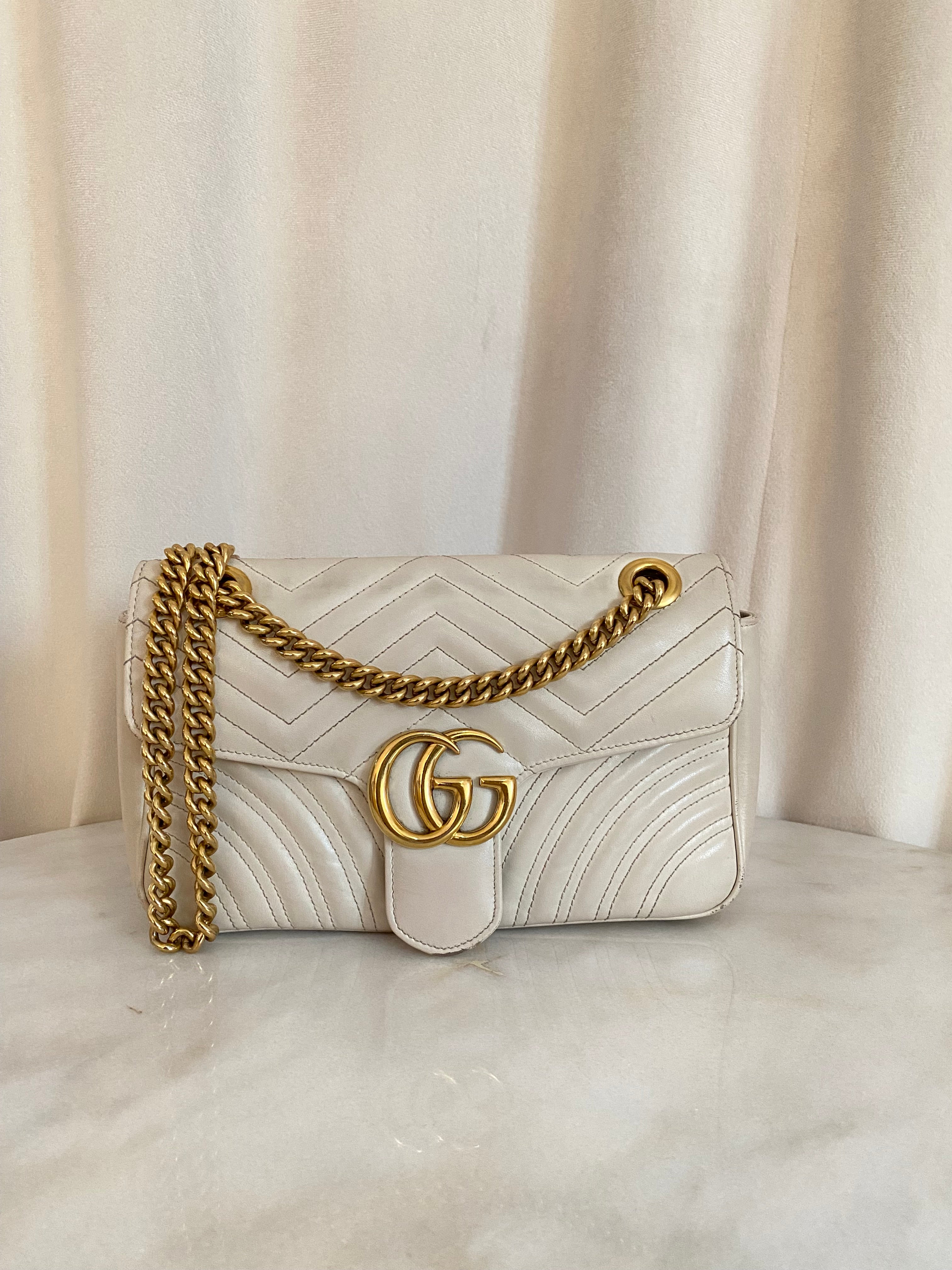 Gucci Off White Small Marmont Shoulder Bag-handbag-Gucci-The Closet Egypt