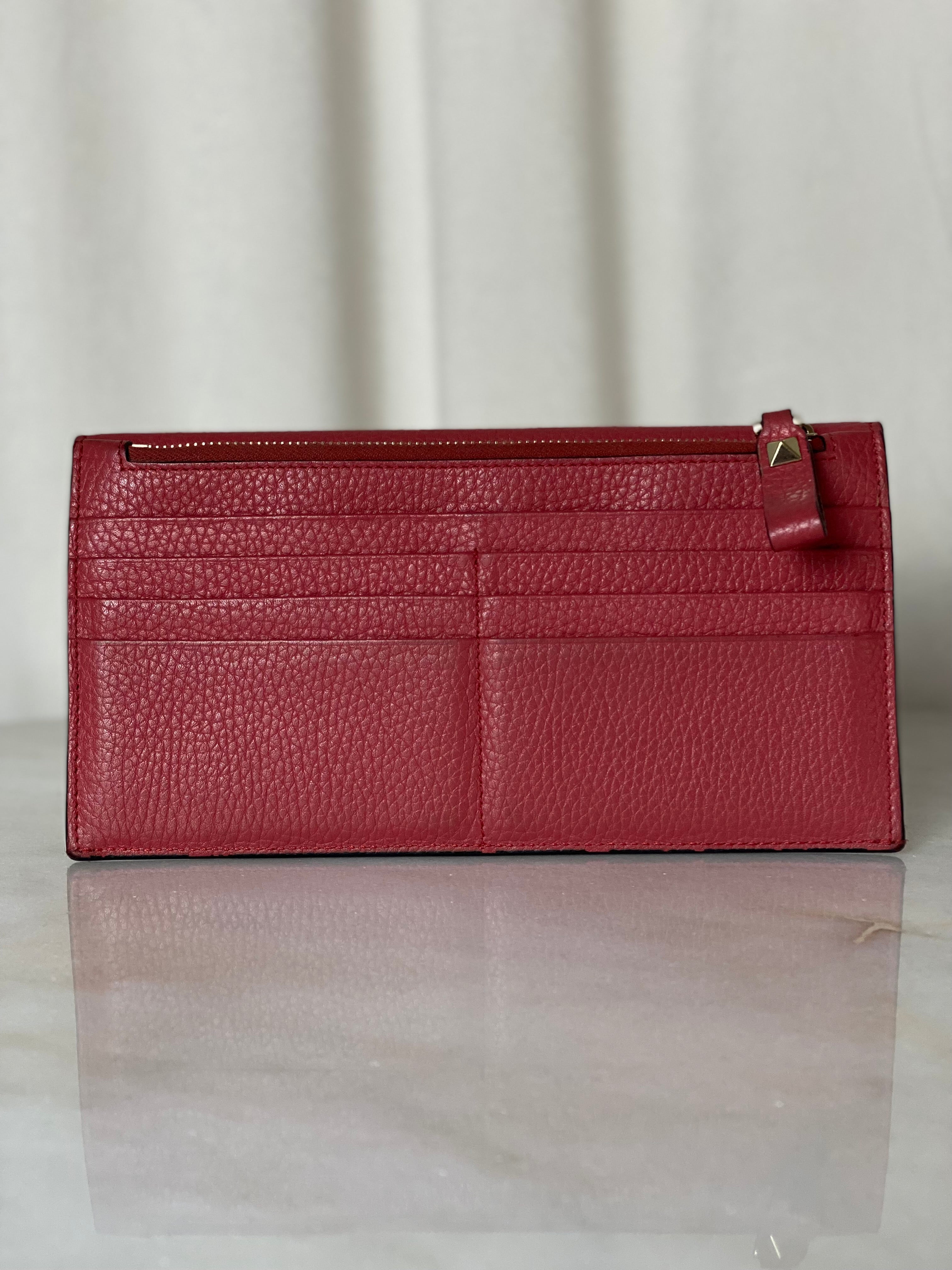 Valentino Red Rockstud Wallet-wallet-Valentino-The Closet Egypt
