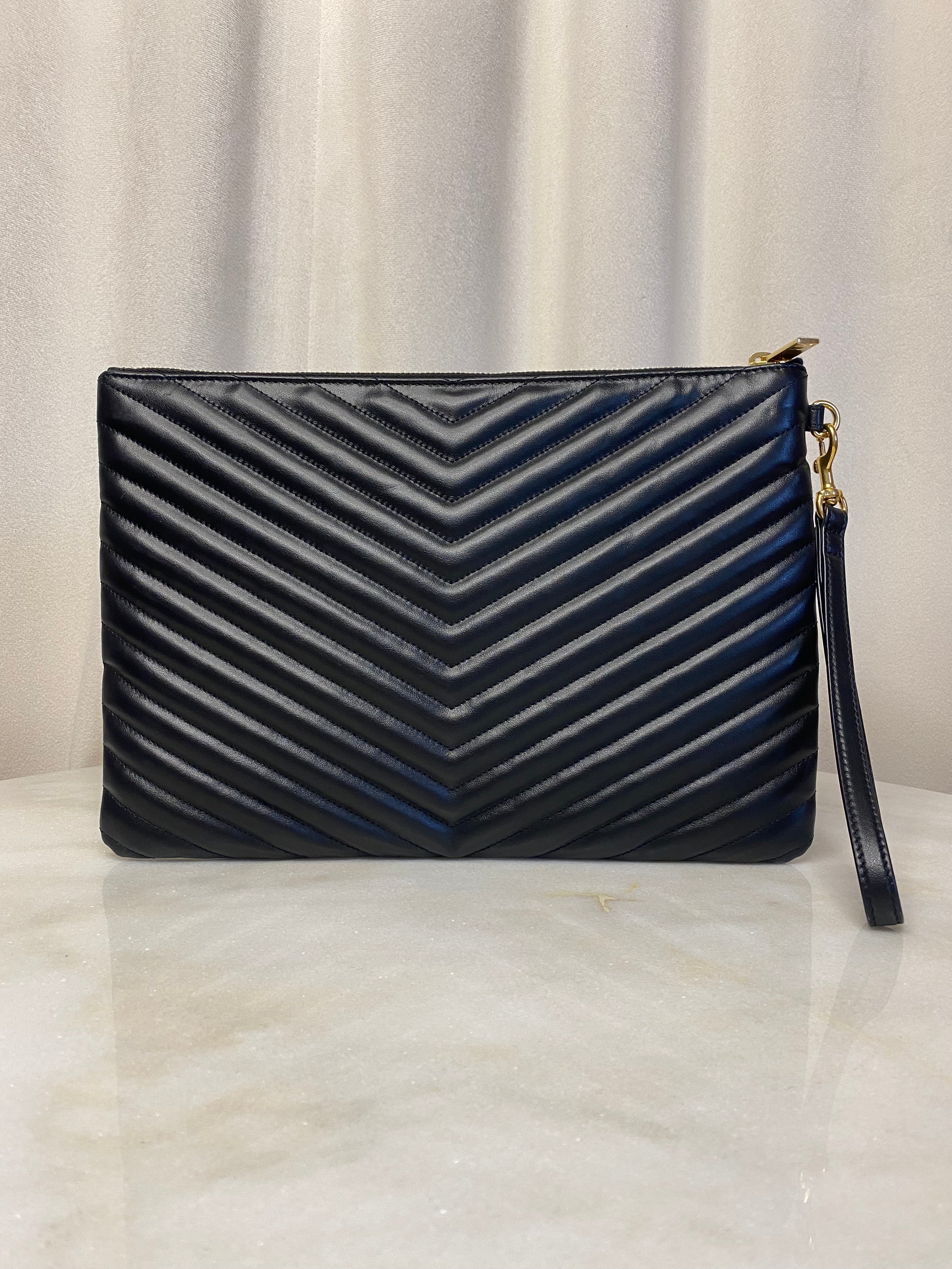 YSL Black Cassandre Medium Classic Clutch-Clutch-YSL-The Closet Egypt